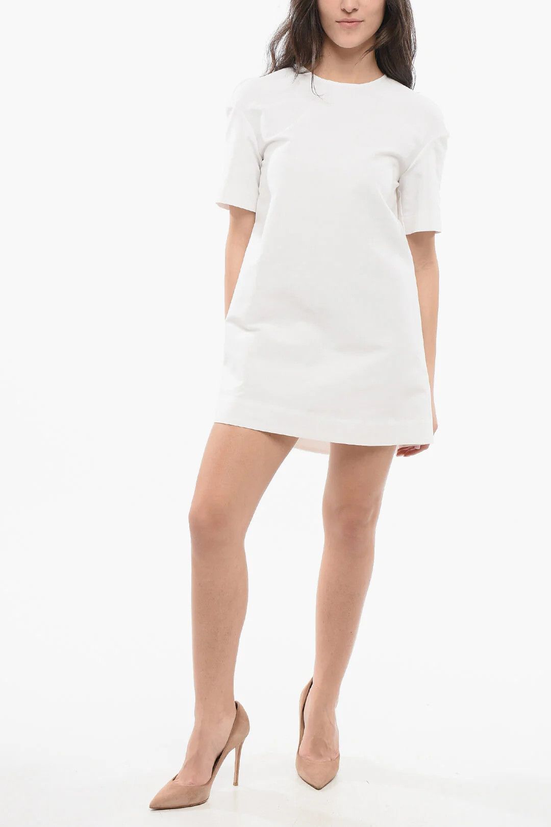 Marni og1mm0326 Cotton Mini Dress in White Size M / US 6-8 / IT 42-44 - 1 Thumbnail