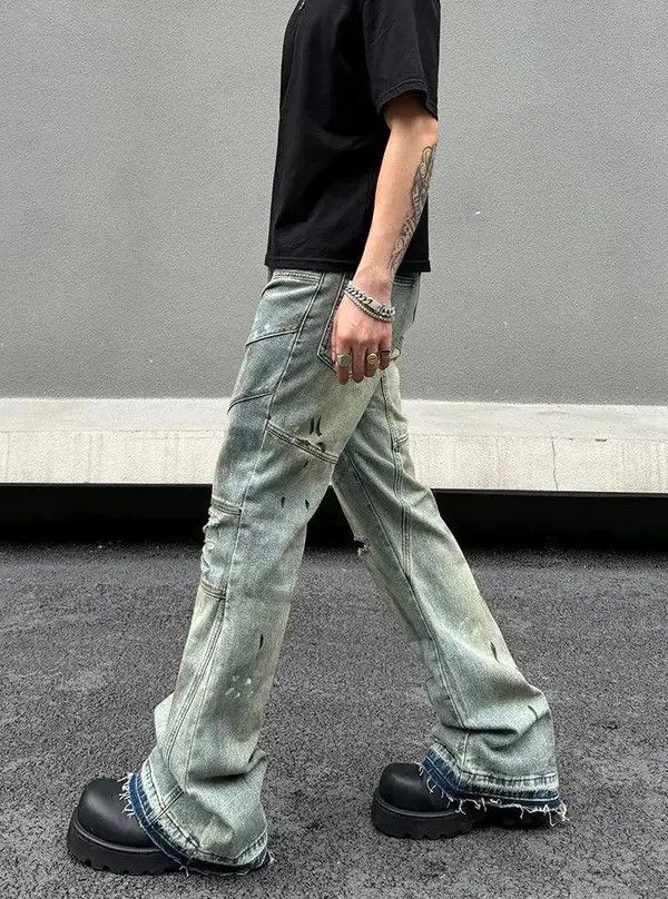 VIBE Paint Splatter Distressed Stacked Denim Jeans Size US 30 / EU 46 - 4 Thumbnail