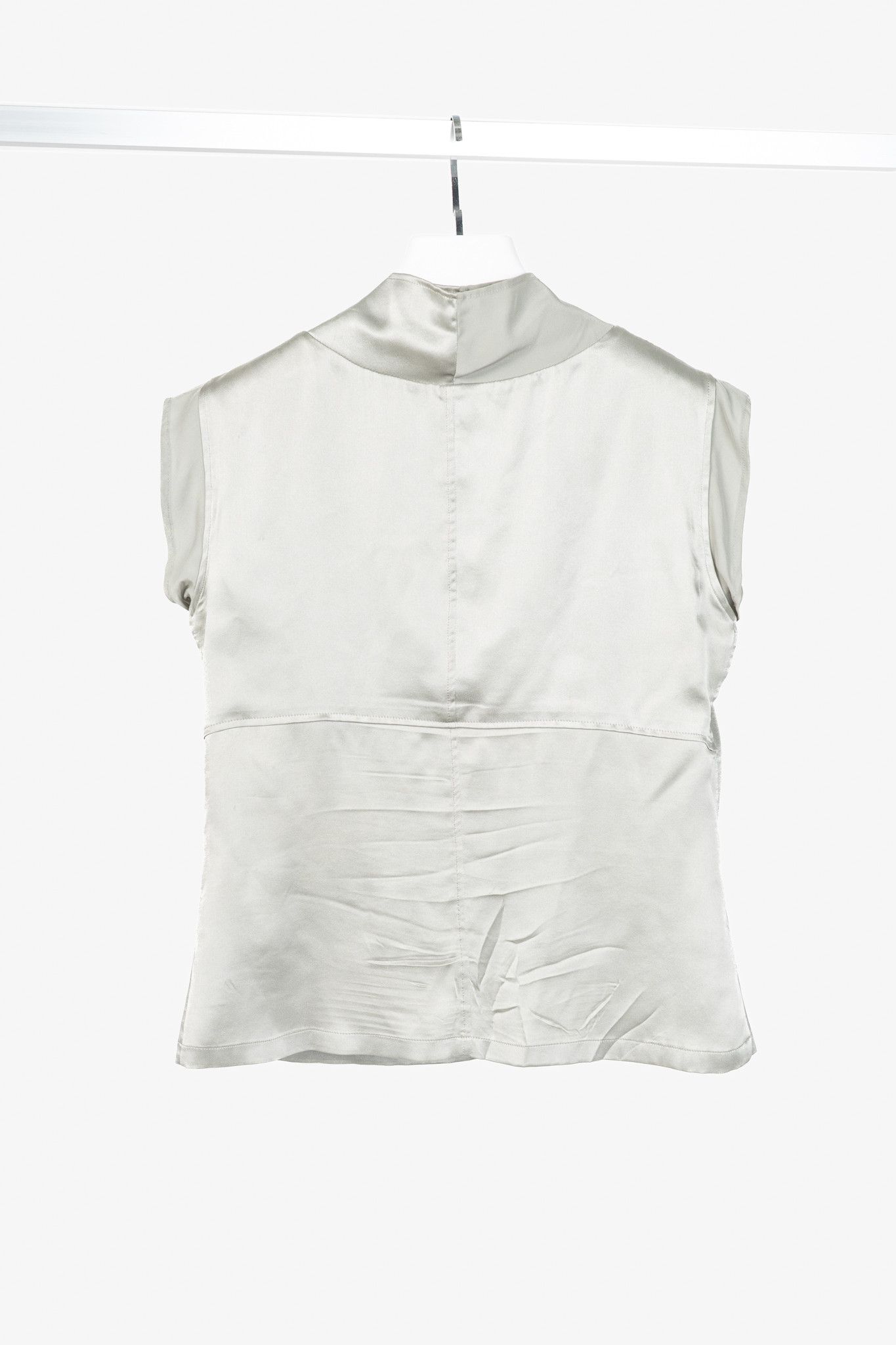 Yves Saint Laurent Yves Saint Laurent SS09 Grey Silk-Charmeuse Cowl Blouse Size L / US 10 / IT 46 - 2 Thumbnail