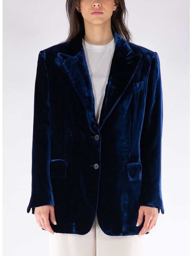 Tom Ford o1w1db10225 GI2911 Velvet Blazer in Blue Size S / US 4 / IT 40 - 1 Thumbnail