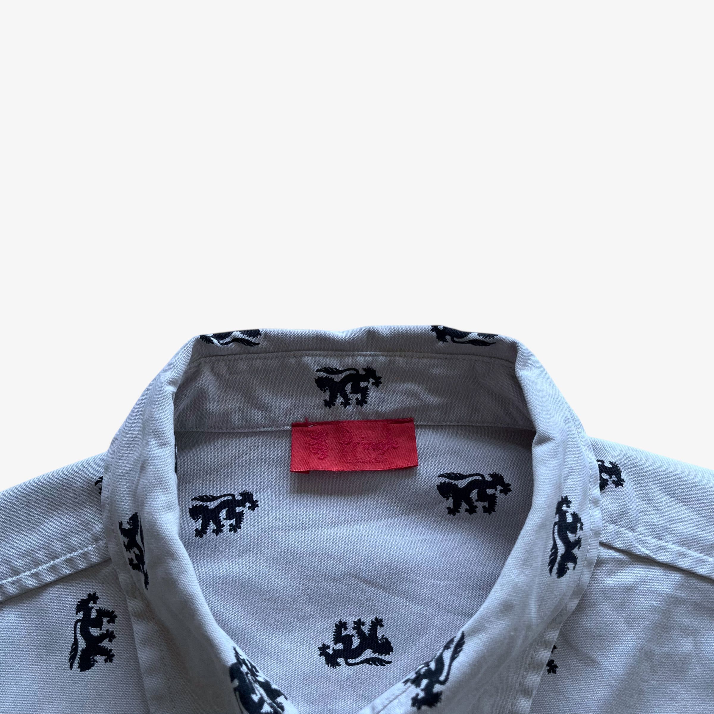 Pringle Of Scotland Vintage Y2K Pringle Geometric Lion Print Grey Shirt Size US M / EU 48-50 / 2 - 2 Thumbnail