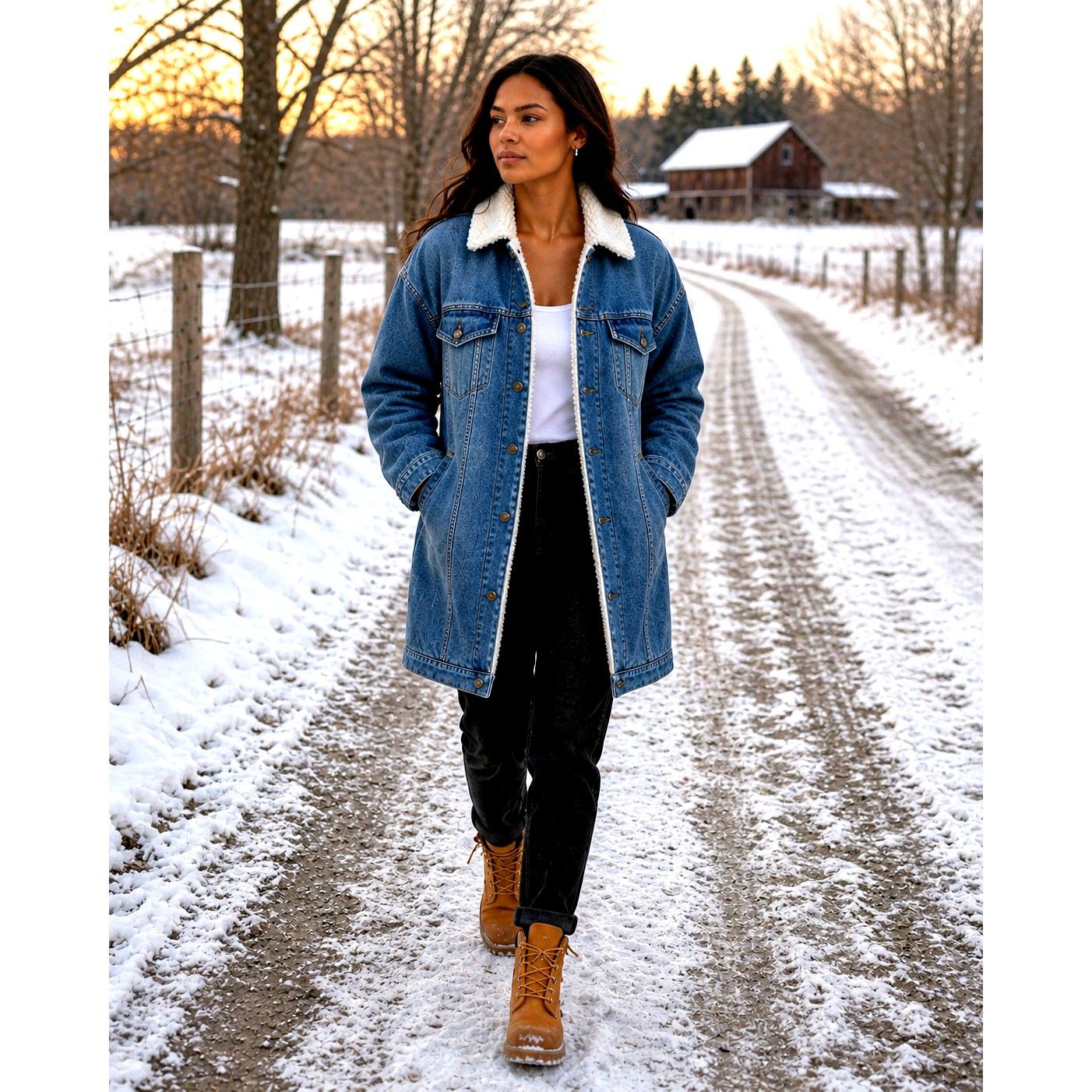 Other LNDN Landon Denim Sherpa Lined Jacket Medium Wash XS/S Size S / US 4 / IT 40 - 1 Thumbnail