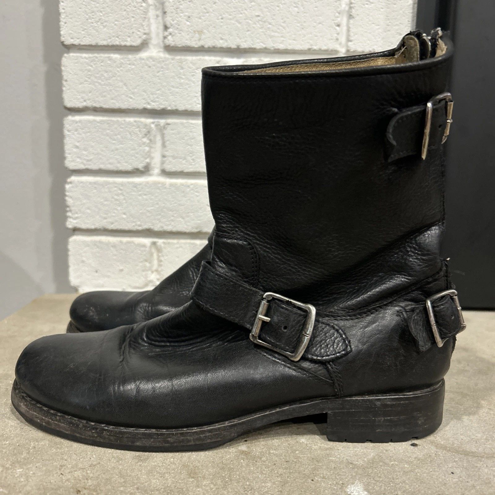 Frye Engineer Boots Black Leather 7.5 Motorcycle Biker
