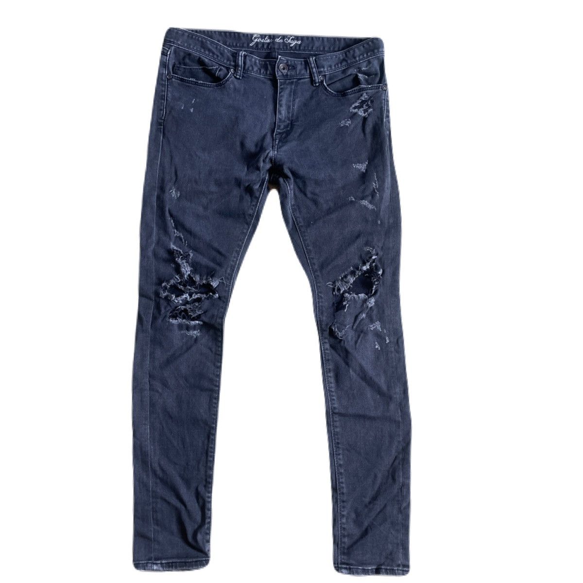 If Six Was Nine 2000s FUGA Vkei Distressed Skinny Jeans Japanese archive Size US 31 - 2 Thumbnail