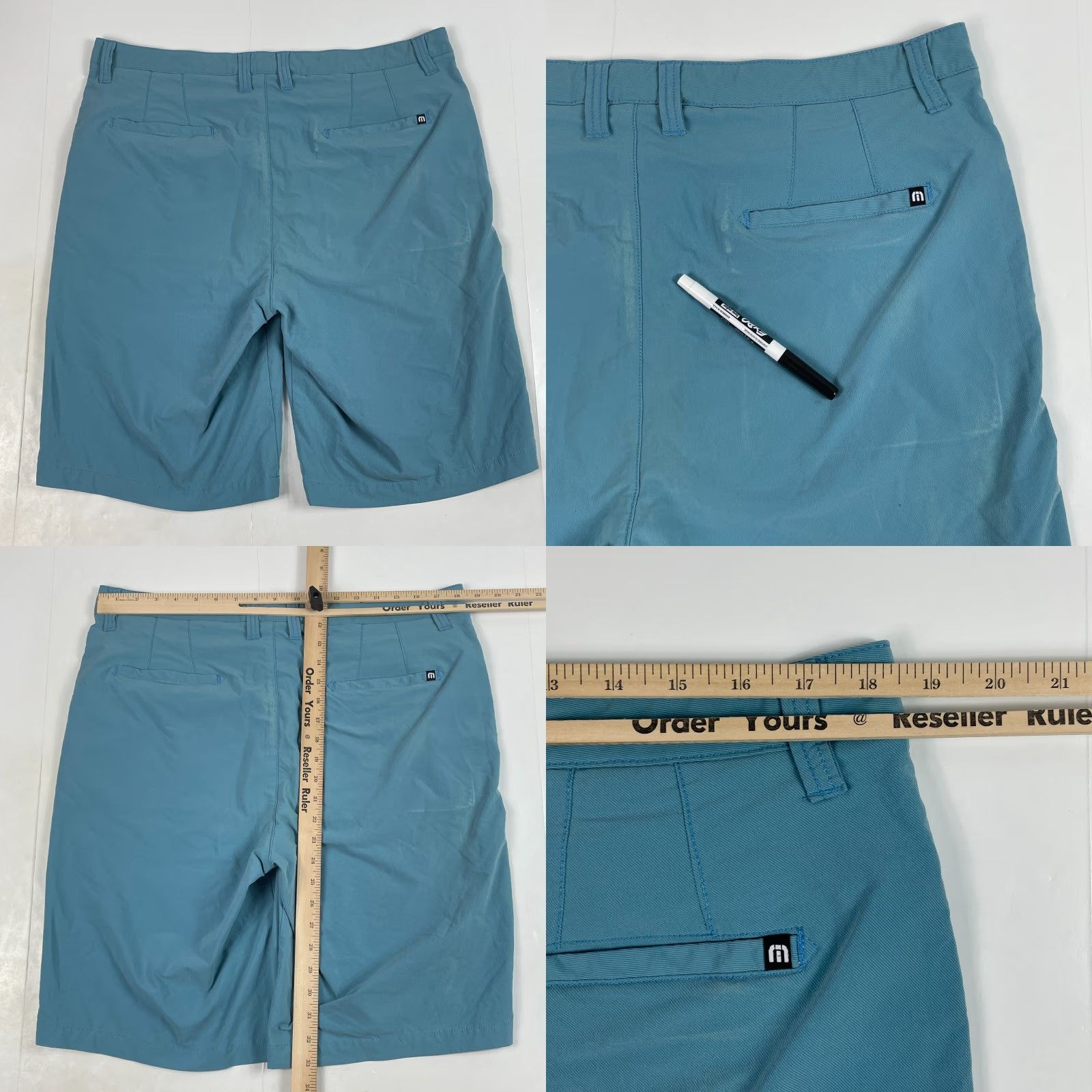 TravisMathew Travis Mathew Shorts Mens 38 x 11 Blue Golfer Chino Flat Front Golfing Outdoors Size US 38 / EU 54 - 8 Thumbnail