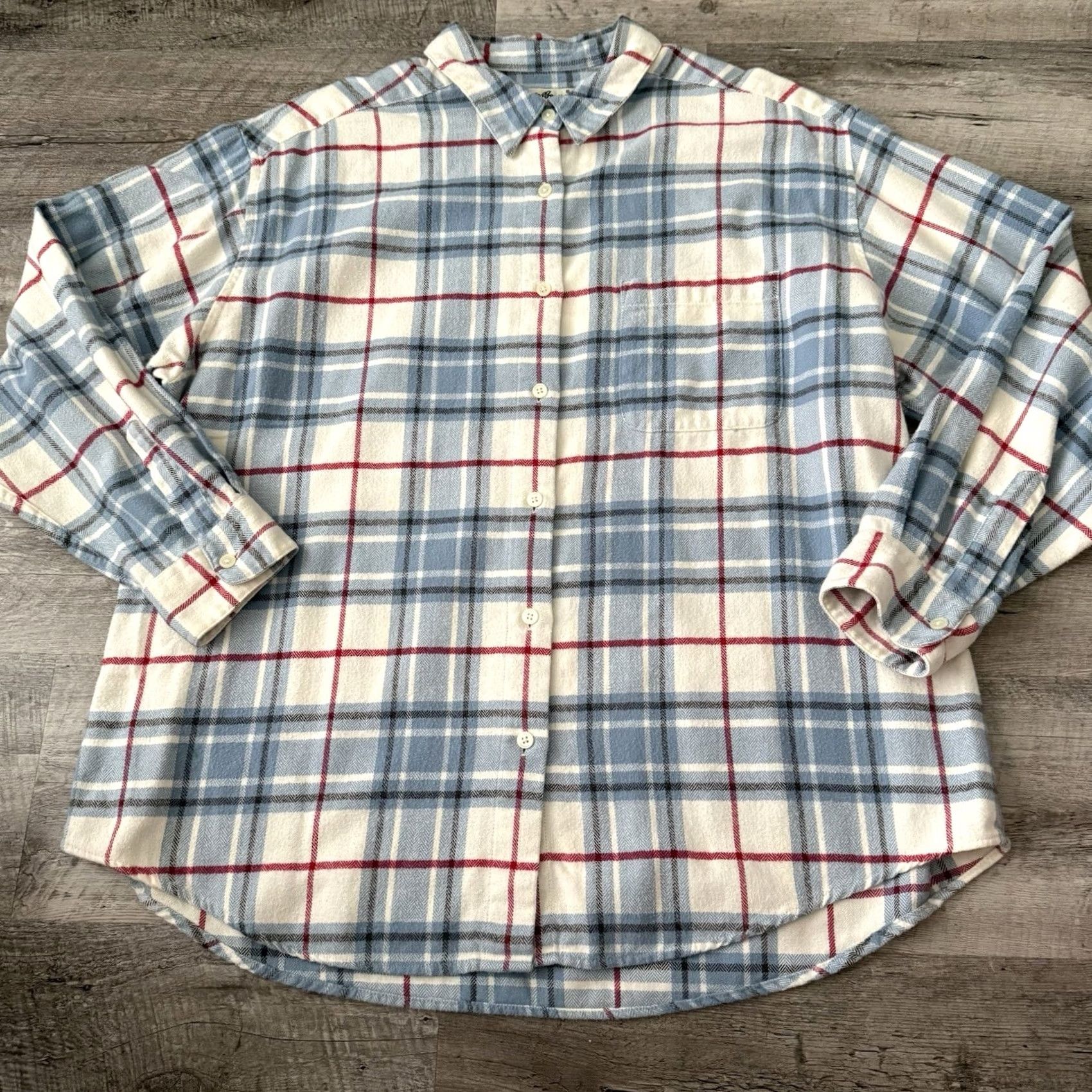 Eddie Bauer VINTAGE Eddie Bauer Button-Up Shirt Womens 2XL Flannel Blue Plaid Long Sleeve Casual Travel Indoor Outdoor Size XXL / US 16-18 / IT 52-54 - 6 Thumbnail
