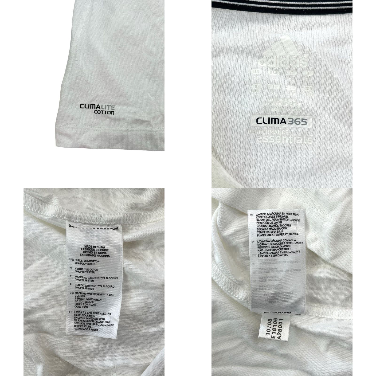 Adidas adidas clima365 T-Shirt Mens XL Short Sleeve White NWT 2008 Deadstock grey logo 32" long 24.5" across Size US XL / EU 56 / 4 - 8 Thumbnail
