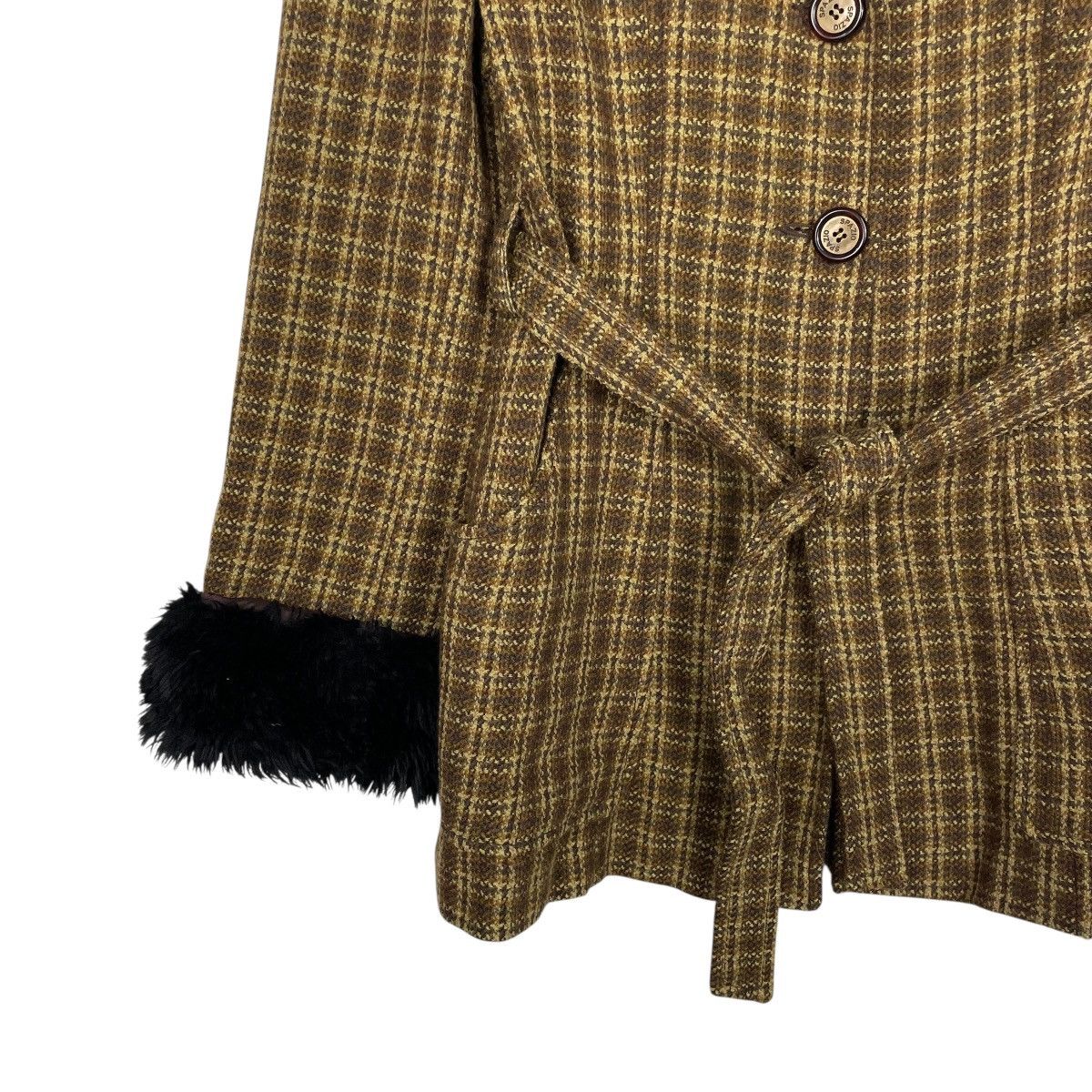 Other Spazio Jeans Plaid Wool Fur Jacket Size M / US 6-8 / IT 42-44 - 3 Thumbnail