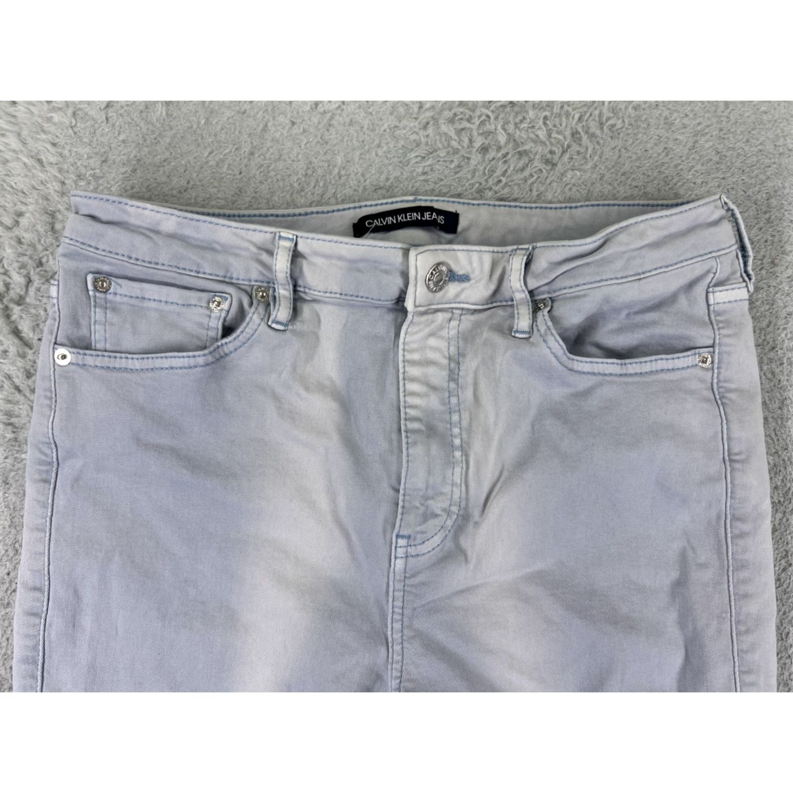 Calvin Klein VINTAGE Calvin Klein Jeans Womens 12 Purple Denim Skinny High Rise Stretch 28x26 White? (Oops) Size 34" / US 12 / IT 48 - 4 Thumbnail