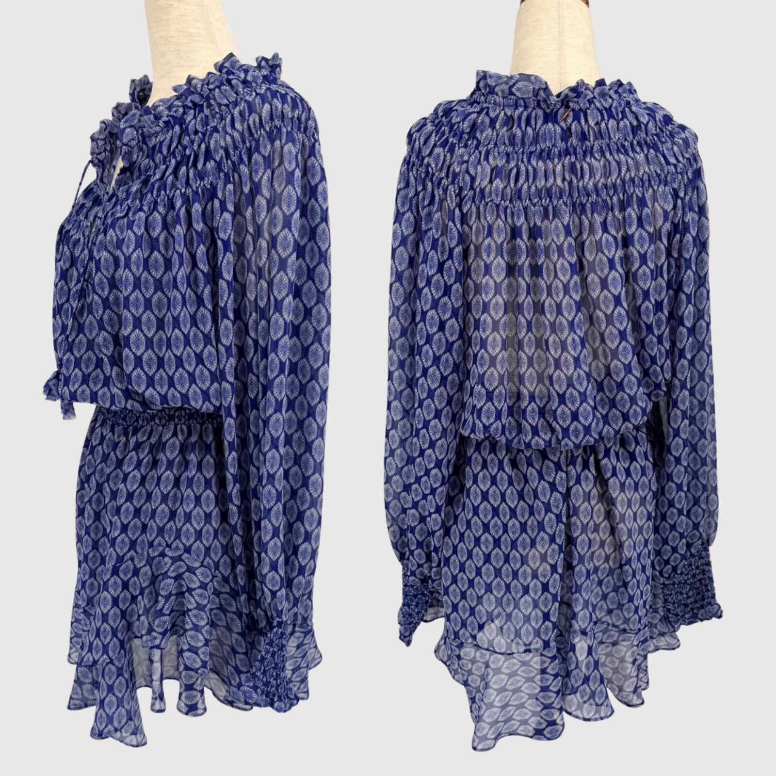 Issey Miyake MISA Los Angeles Almaha Smocked Mini Dress Blue L Size L / US 10 / IT 46 - 3 Thumbnail