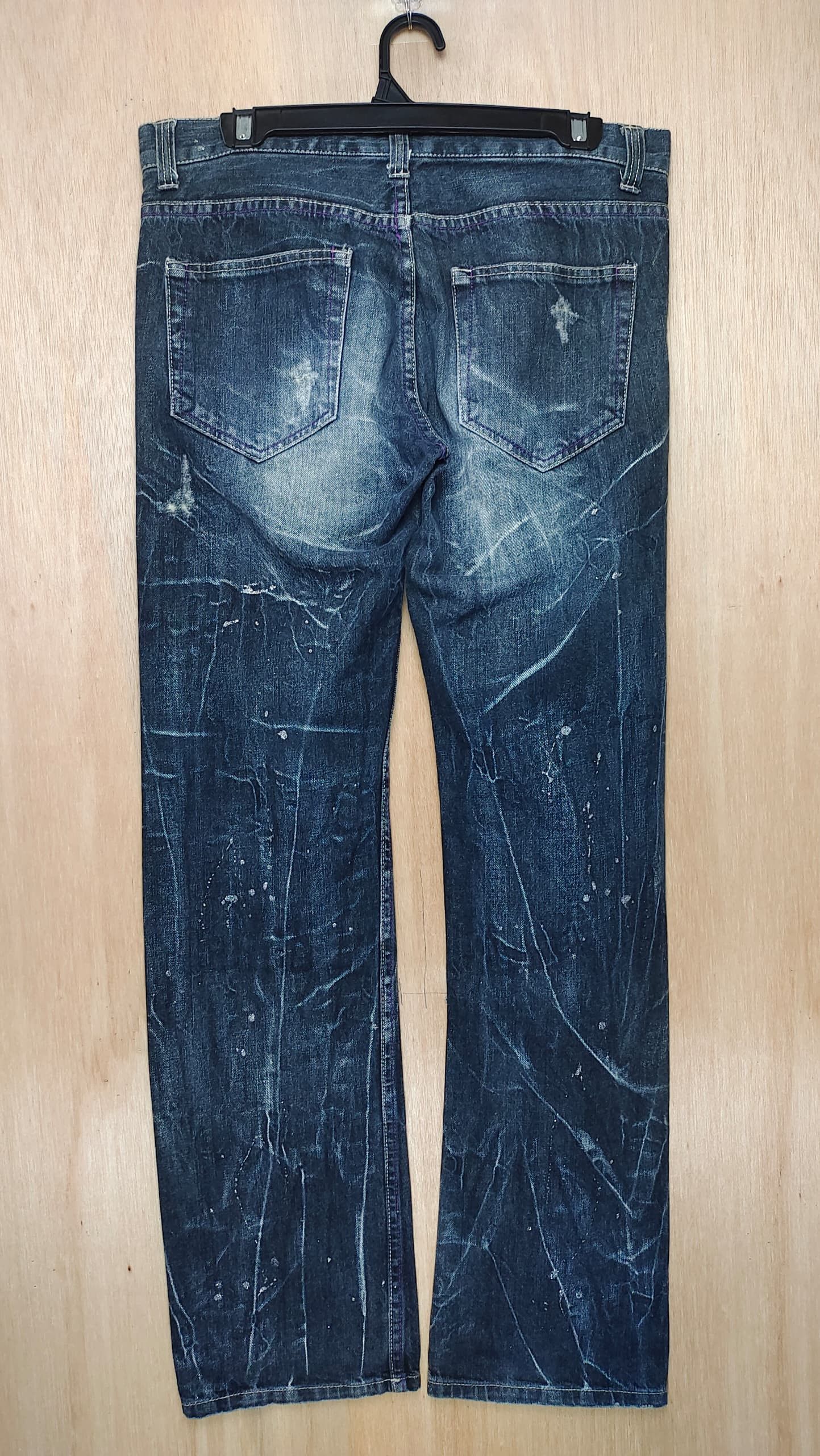 If Six Was Nine NYLAUS LIGHTNING THUNDER CLAW MARK DENIM JEANS Size US 33 - 2 Thumbnail