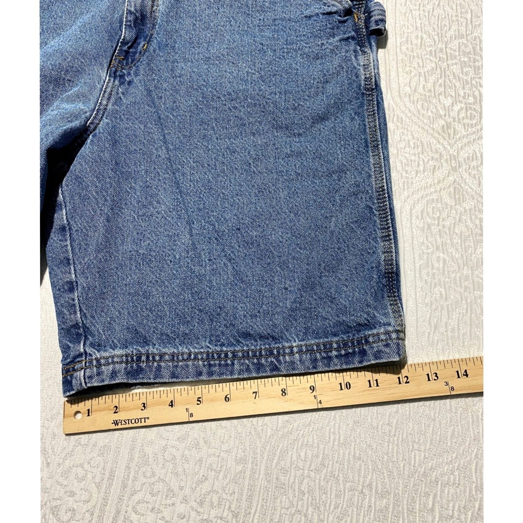 Vintage VINTAGE Rugged Wear Carpenter Shorts Mens 38 Blue Denim 90s Grunge Cargo Workwear Baggy Utility 5-Pocket Relaxed Zip Fly With Button Size US 38 / EU 54 - 7 Thumbnail