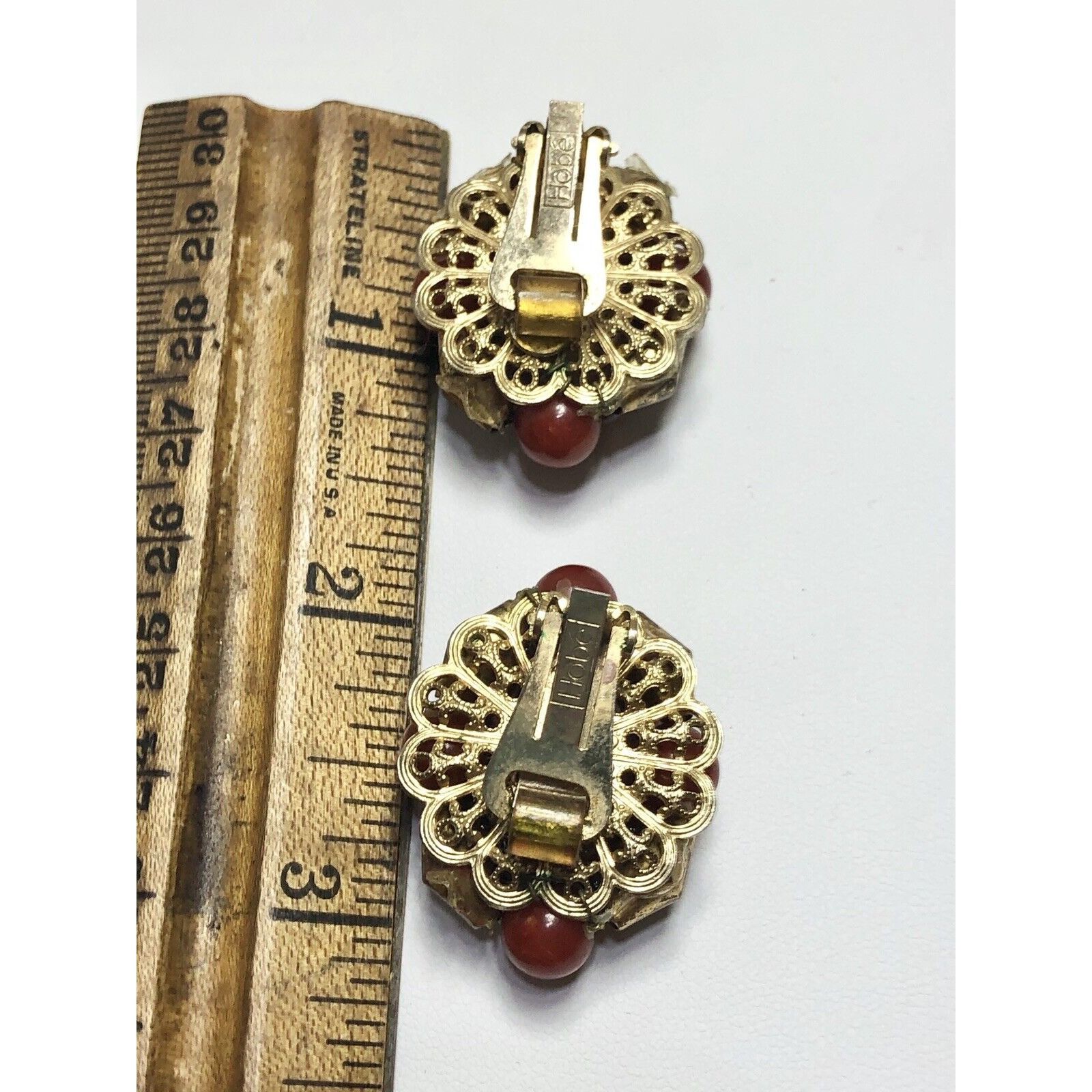 Vintage Signed HOBE Vintage Art Glass Bead Beaded Cluster Clip On Ea Size ONE SIZE - 5 Thumbnail