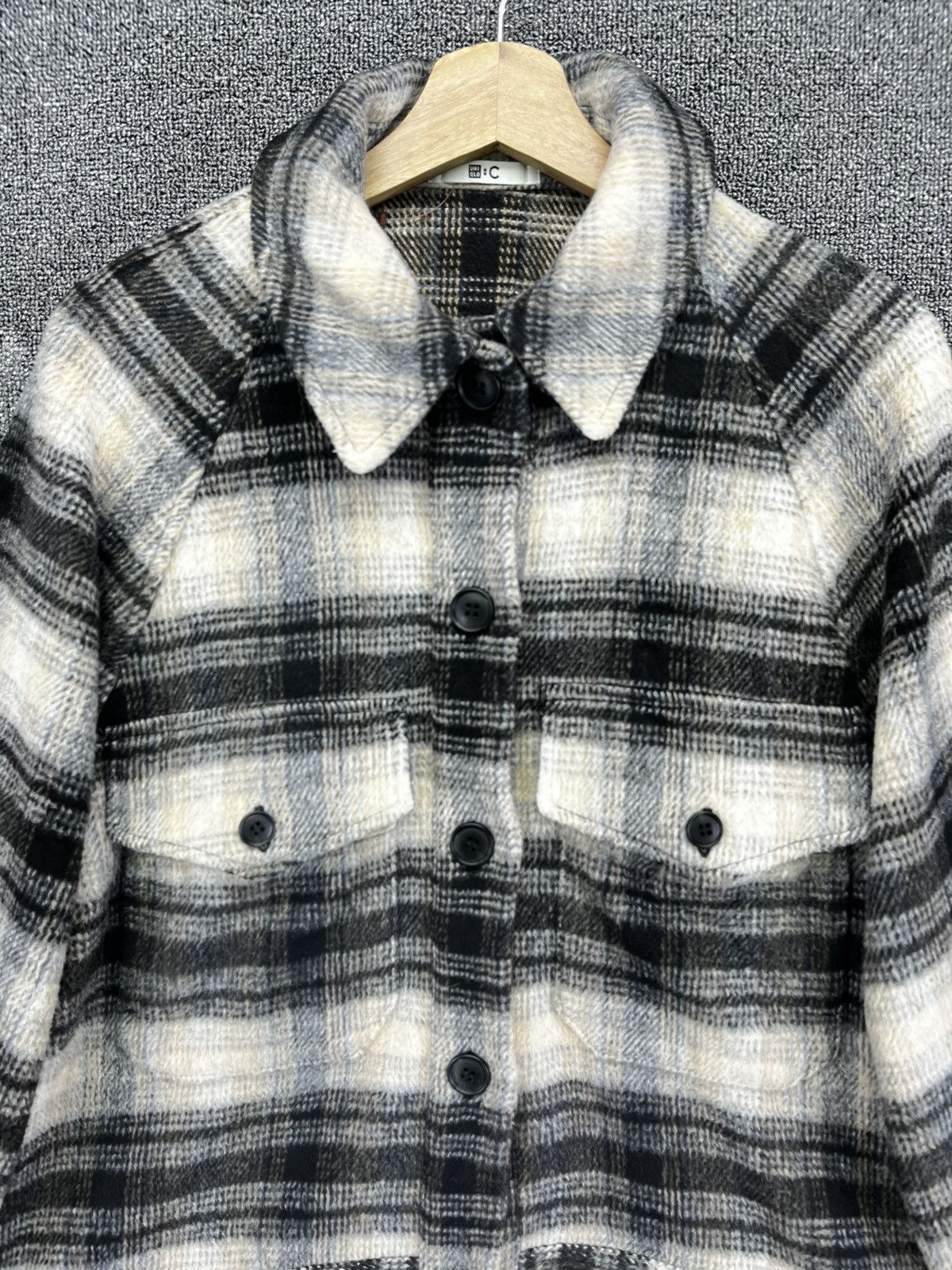 Japanese Brand Uniqlo: C by Clare Waight Keller Shadow Plaid Flannel Jacket Size S / US 4 / IT 40 - 5 Thumbnail