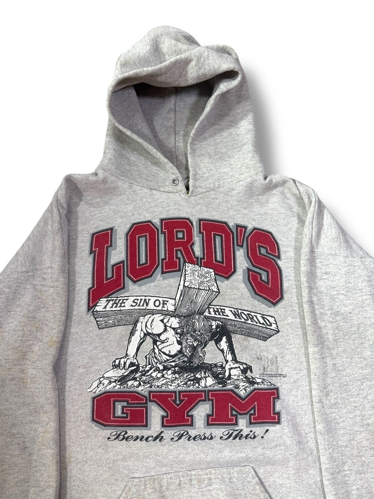 Vintage *RARE* 90s VINTAGE LORD’S GYM GOD BODYBUILDING HOODIE TULTEX Size US XL / EU 56 / 4 - 4 Thumbnail