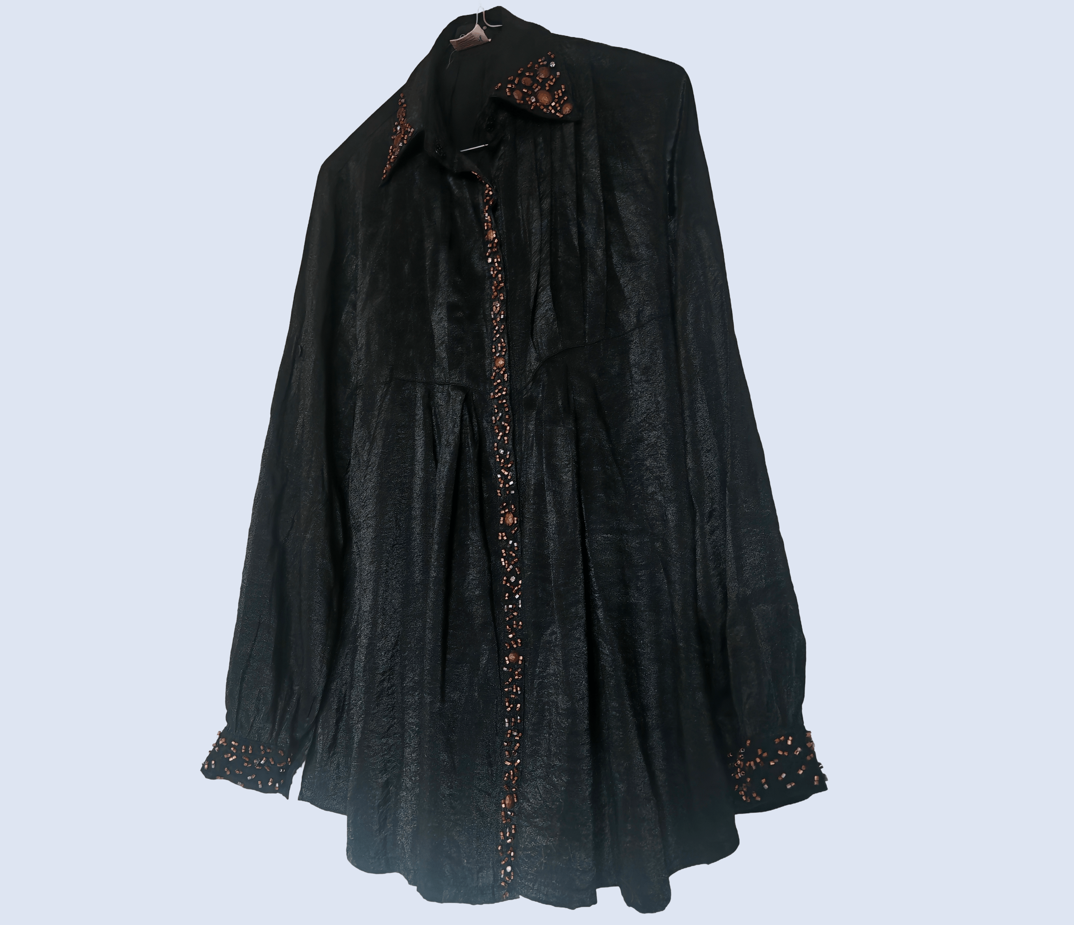 Other Vintage OCCO Roll-up Sleeves Pleated Front Beaded Shirt Size L / US 10 / IT 46 - 6 Thumbnail