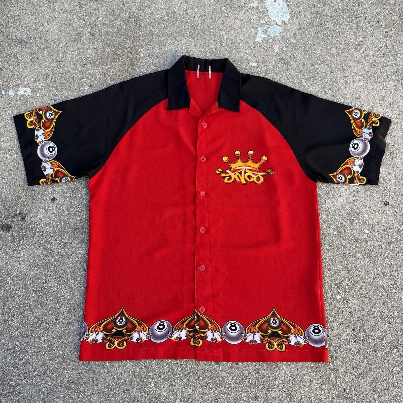 JNCO × Vintage Vintage 90s Y2K Jnco Jeans Crown 8 Ball Button Up Shirt L/XL Size US L / EU 52-54 / 3 - 2 Thumbnail