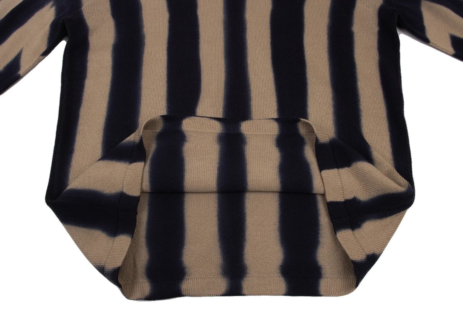 Issey Miyake Striped Cotton Knit Sweater in Beige and Navy XL Size US XL / EU 56 / 4 - 7 Thumbnail