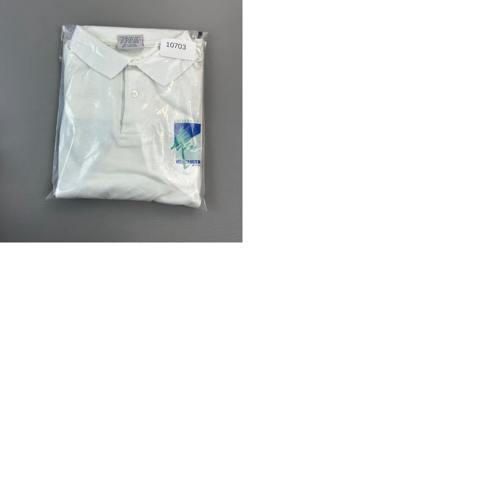Vintage VINTAGE University of Maine Polo Shirt Mens XL 1988 Student Orientation USA Polo Shirt Mens XL White 80s Retro USA Mens Polo Shirt Size US L / EU 52-54 / 3 - 10 Thumbnail