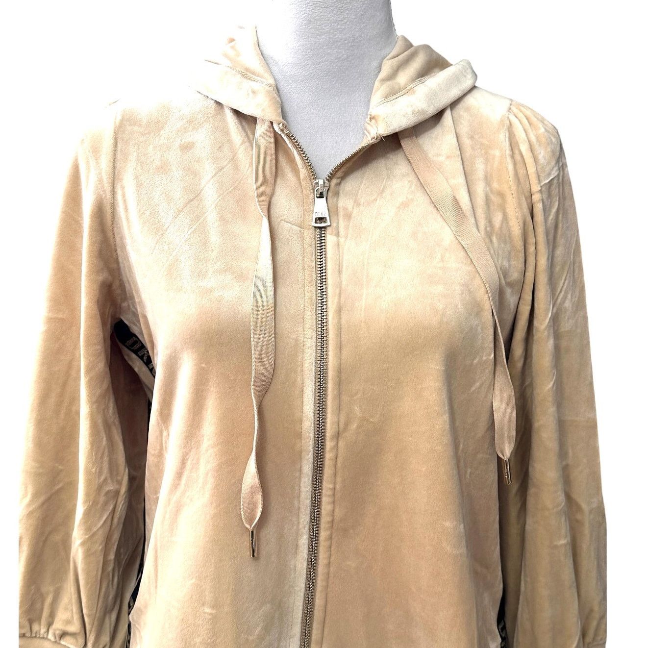 DKNY DKNY Full-Zip Hoodie Long Sleeve Velour Gold Tan Women's M Size M / US 6-8 / IT 42-44 - 3 Thumbnail
