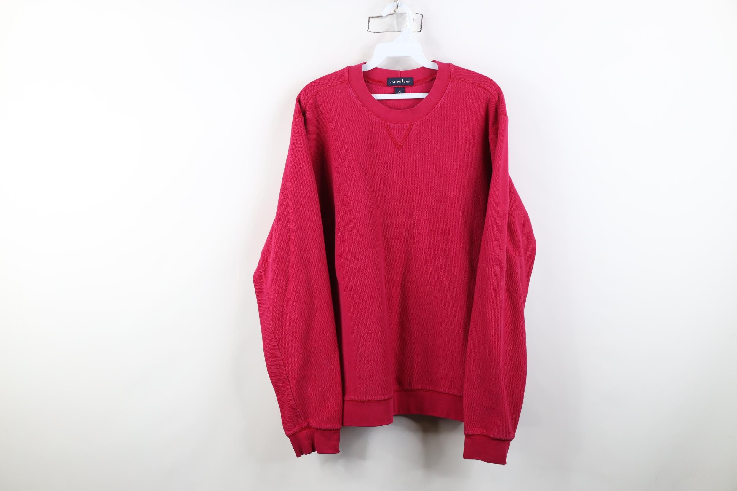 Lands' End Vintage 90s Lands End Thermal Knit Crewneck Sweater Pink Size US M / EU 48-50 / 2 - 1 Thumbnail