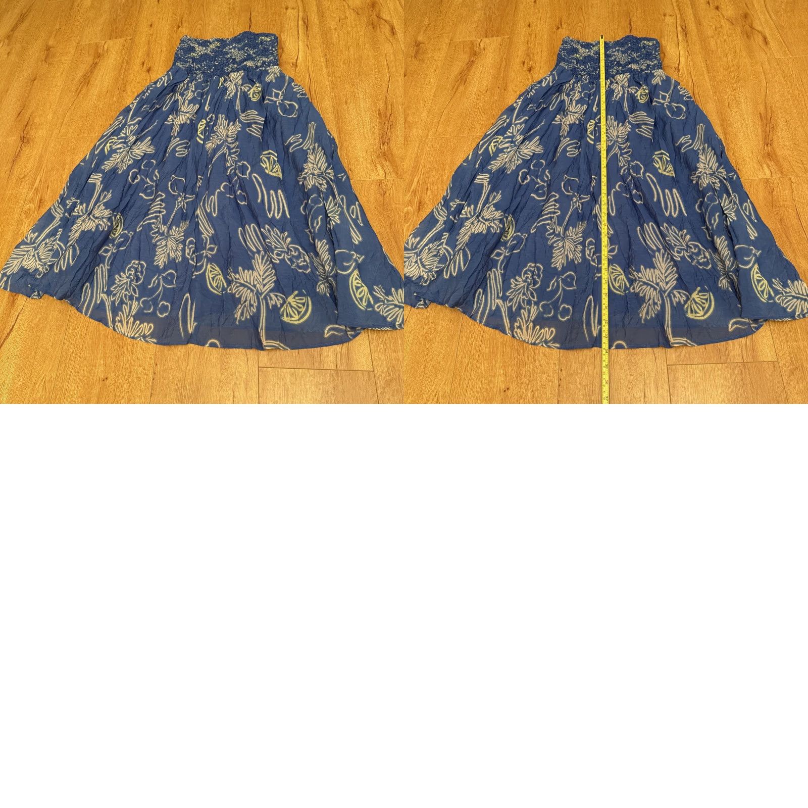 ASTR The Label ASTR the Label Tropical Print A-Line Skirt XS Blue Lemon Print Smocked Lined Women Size 26" / US 2 / IT 38 - 8 Thumbnail