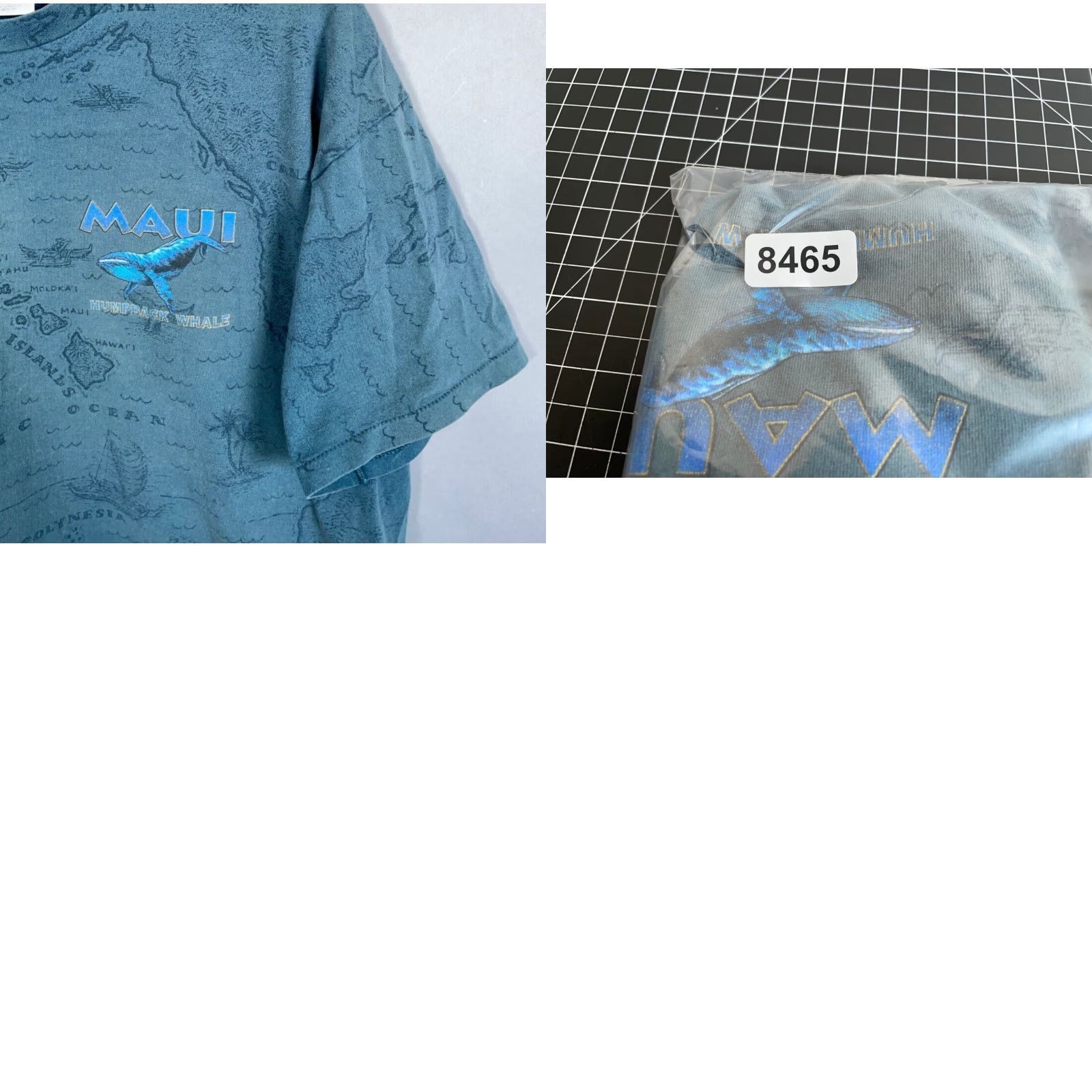 Hanes VINTAGE Hanes T-Shirt Maui Humpback Whale Map Graphic Short Sleeve Adult XL Blue 90s Nautical Animals Mens Size US XL / EU 56 / 4 - 8 Thumbnail