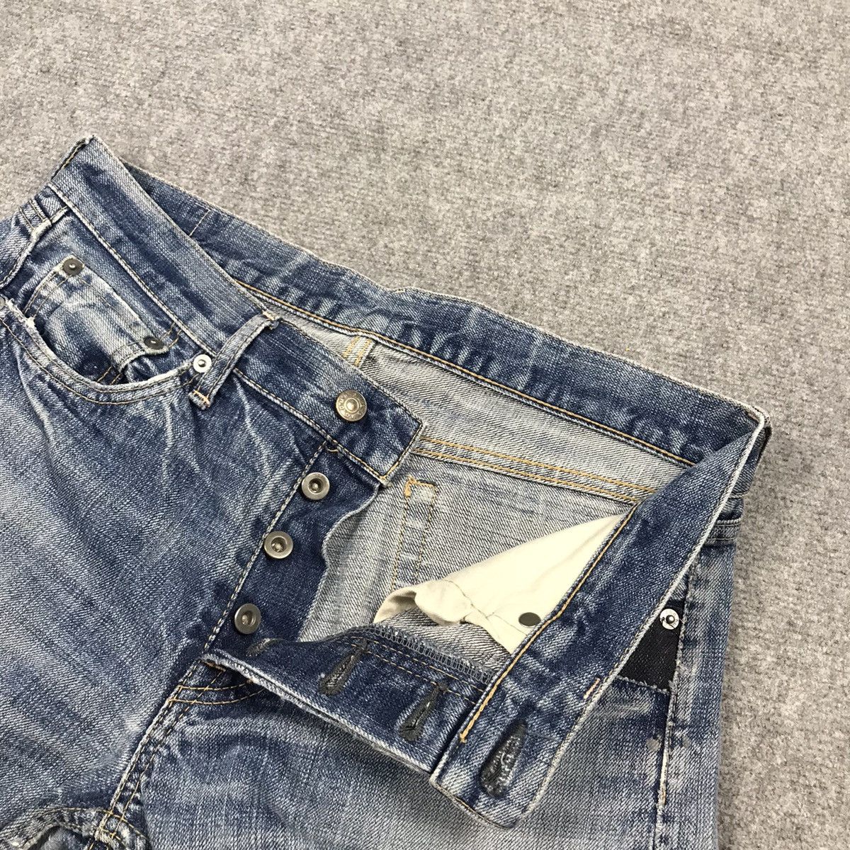 Designer × Japanese Brand DMG DISTRESSED BLUE DENIM PATCHWORK PANTS Size US 30 / EU 46 - 11 Thumbnail