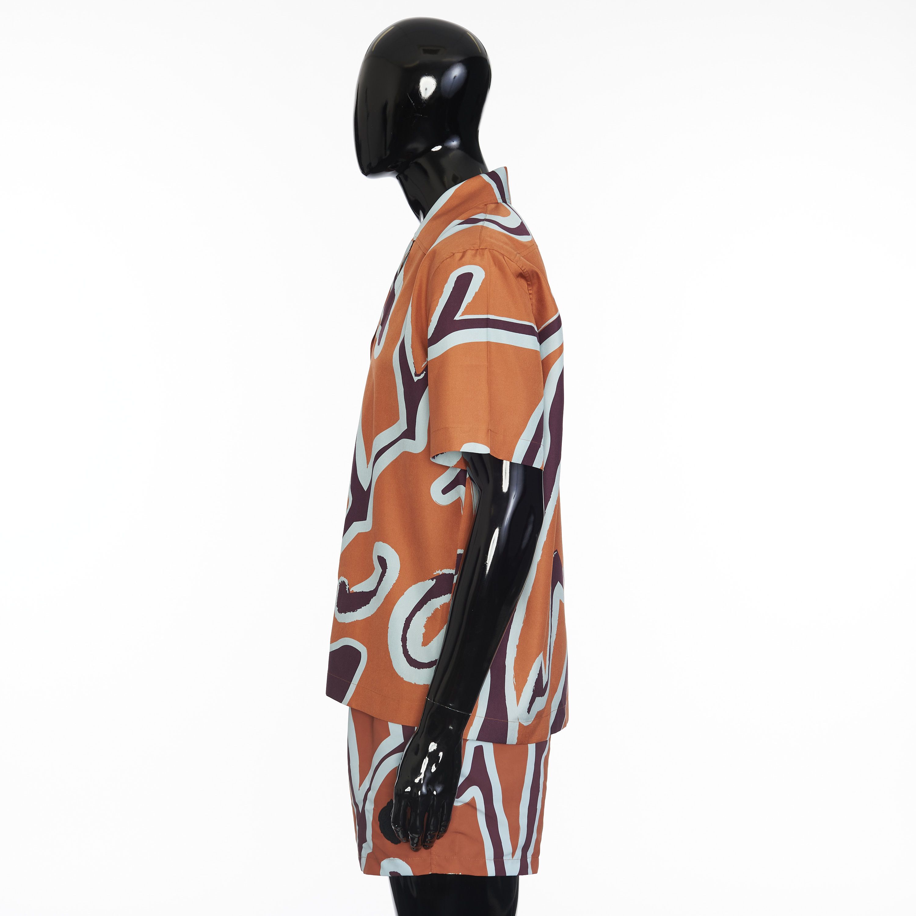 Berluti Short Sleeve Shirt With Giant Scritto Print In Mulberry Silk Size US L / EU 52-54 / 3 - 3 Thumbnail