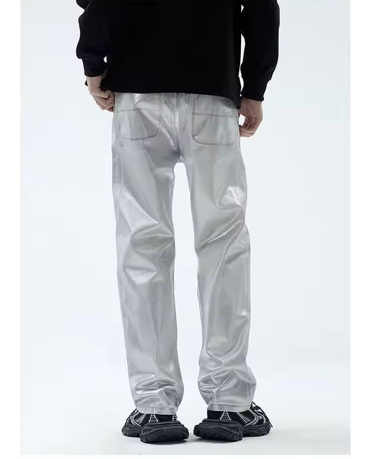 Other Streetwear Hip Hop Silver Designer Y2k Jeans Pants Size US 30 / EU 46 - 4 Thumbnail