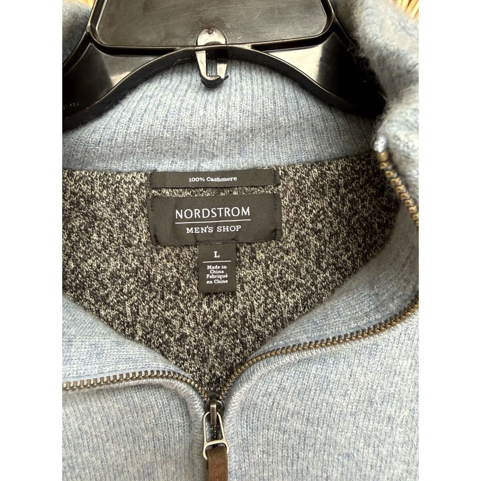 Nordstrom Nordstrom Mens Shop 100% Cashmere Quarter Zip Sweater Light Blue Size L Mens/Boys? No—Men. Size US L / EU 52-54 / 3 - 8 Thumbnail