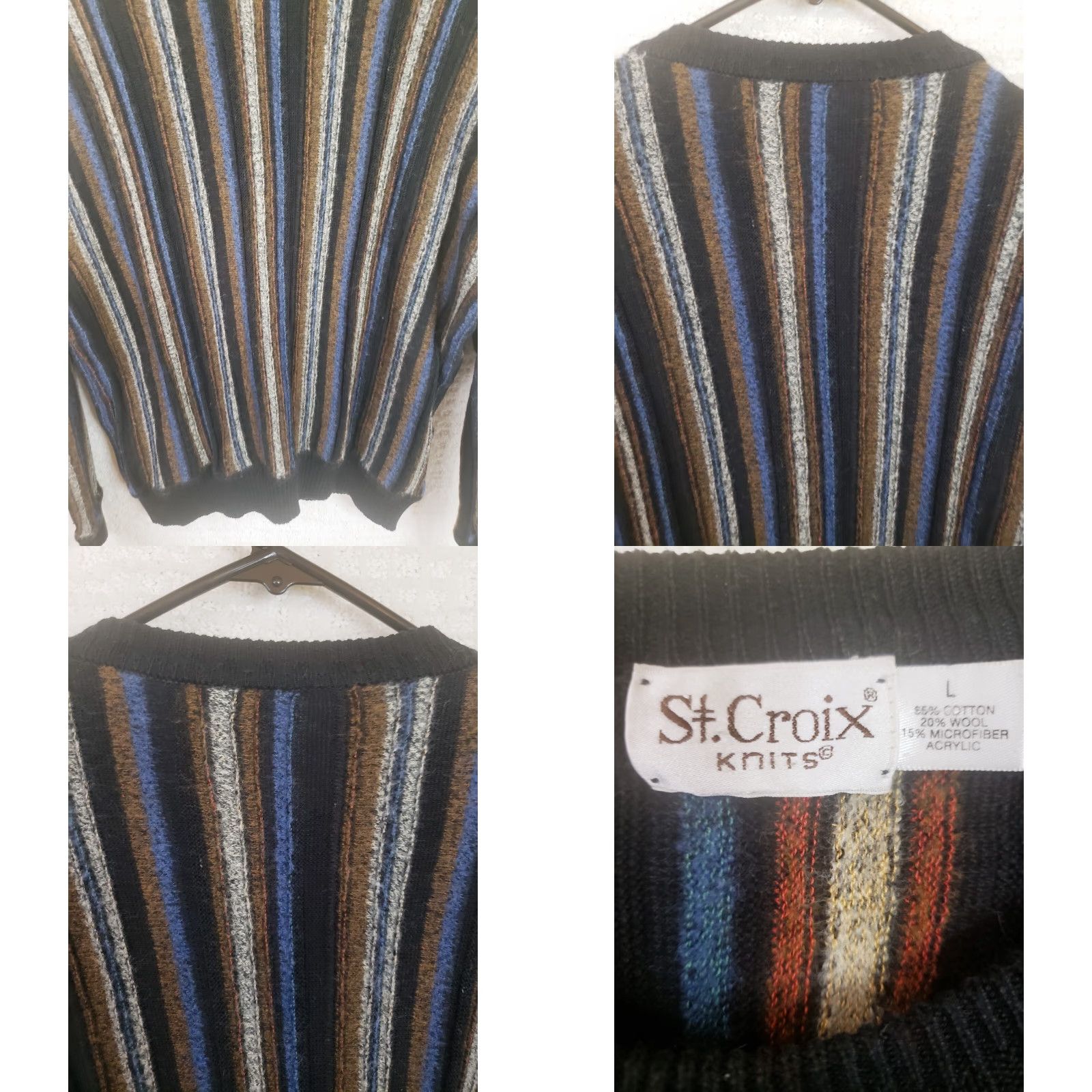Vintage St Croix Knit Sweater Men L Brown Blue Orange Geometric Crew Neck 90s Casual Pullover Size US L / EU 52-54 / 3 - 9 Thumbnail