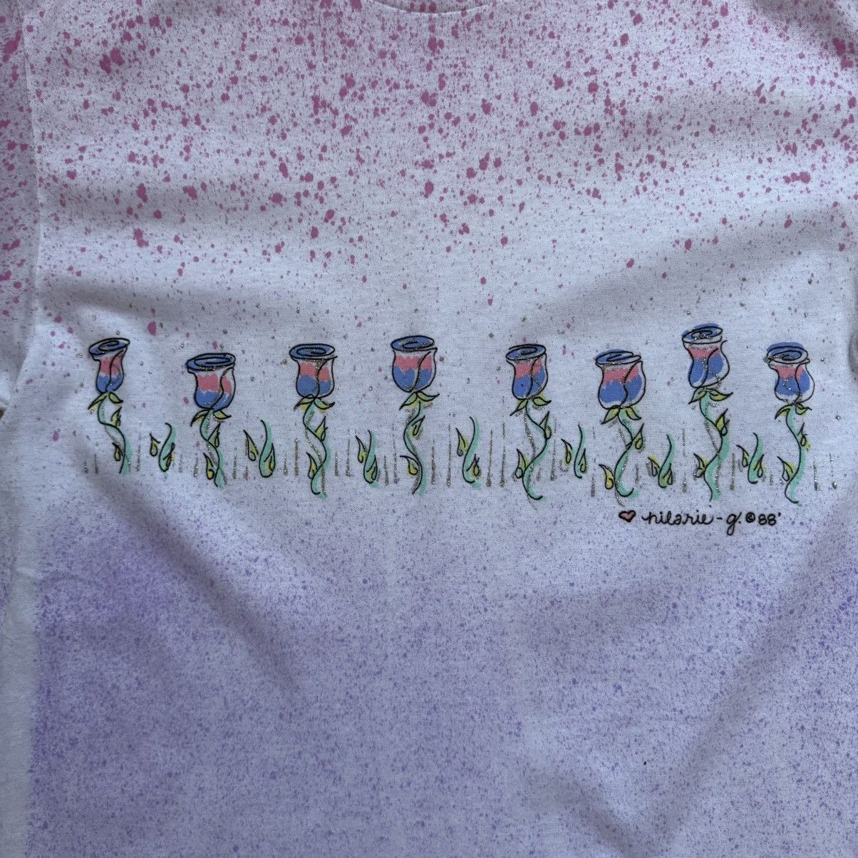 Vintage Vintage 1988 Splattered Graphic T-Shirt Size US M / EU 48-50 / 2 - 4 Thumbnail