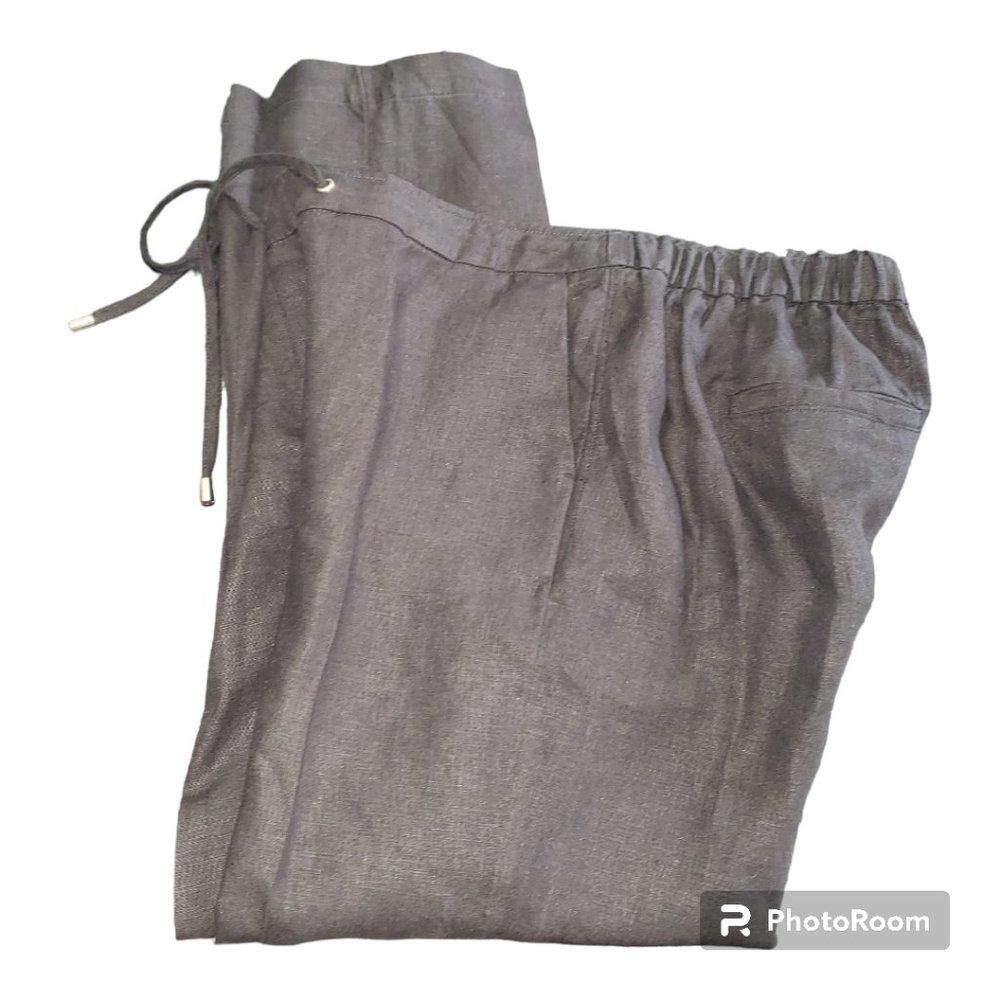 Chicos CT689 Chico's Ladies Black Linen Drawstring Pant 10T Size 32" / US 10 / IT 46 - 8 Thumbnail
