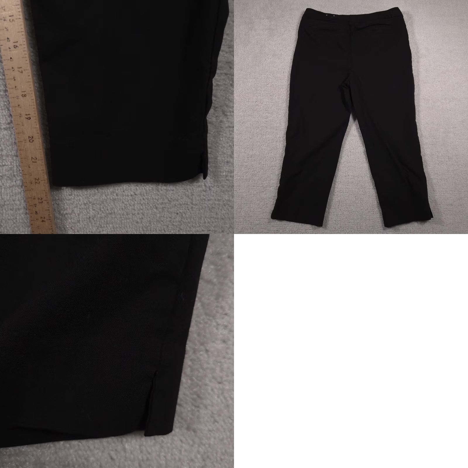 Vintage Chico's Pants Womens 14R Black Stretch Pull On Ankle Career Cropped Office Pants Size 36" / US 14 / IT 50 - 9 Thumbnail