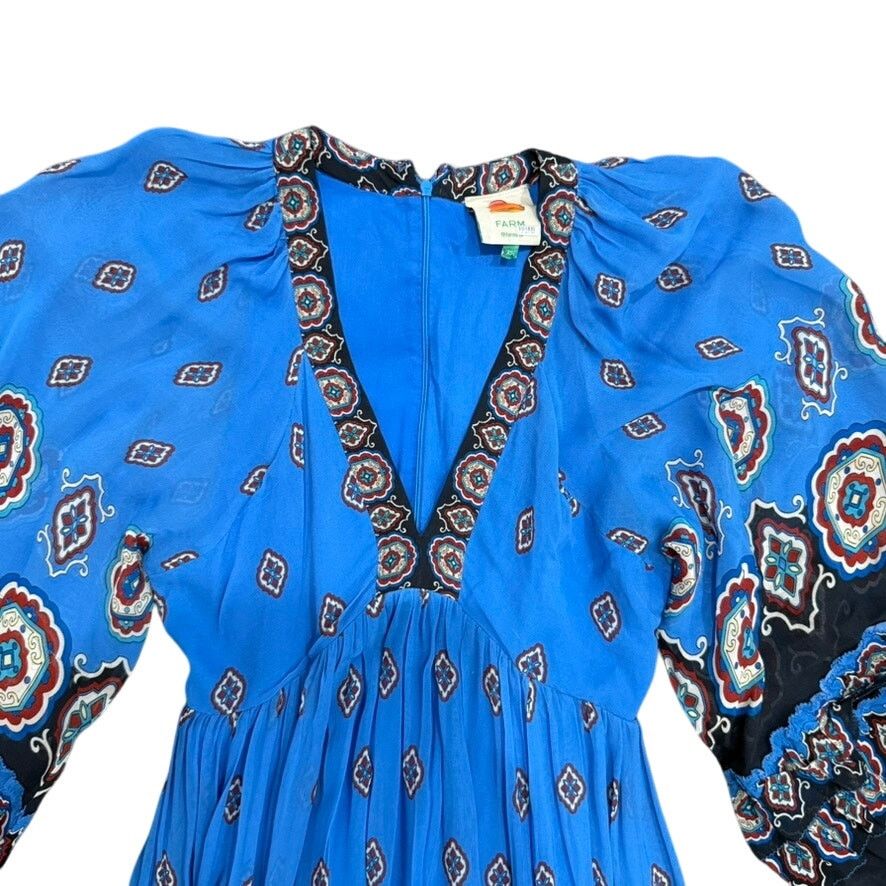 Farm Rio FARM Rio Anika Tiles Blue Maxi Dress in Blue, Size XS Size XS / US 0-2 / IT 36-38 - 5 Thumbnail