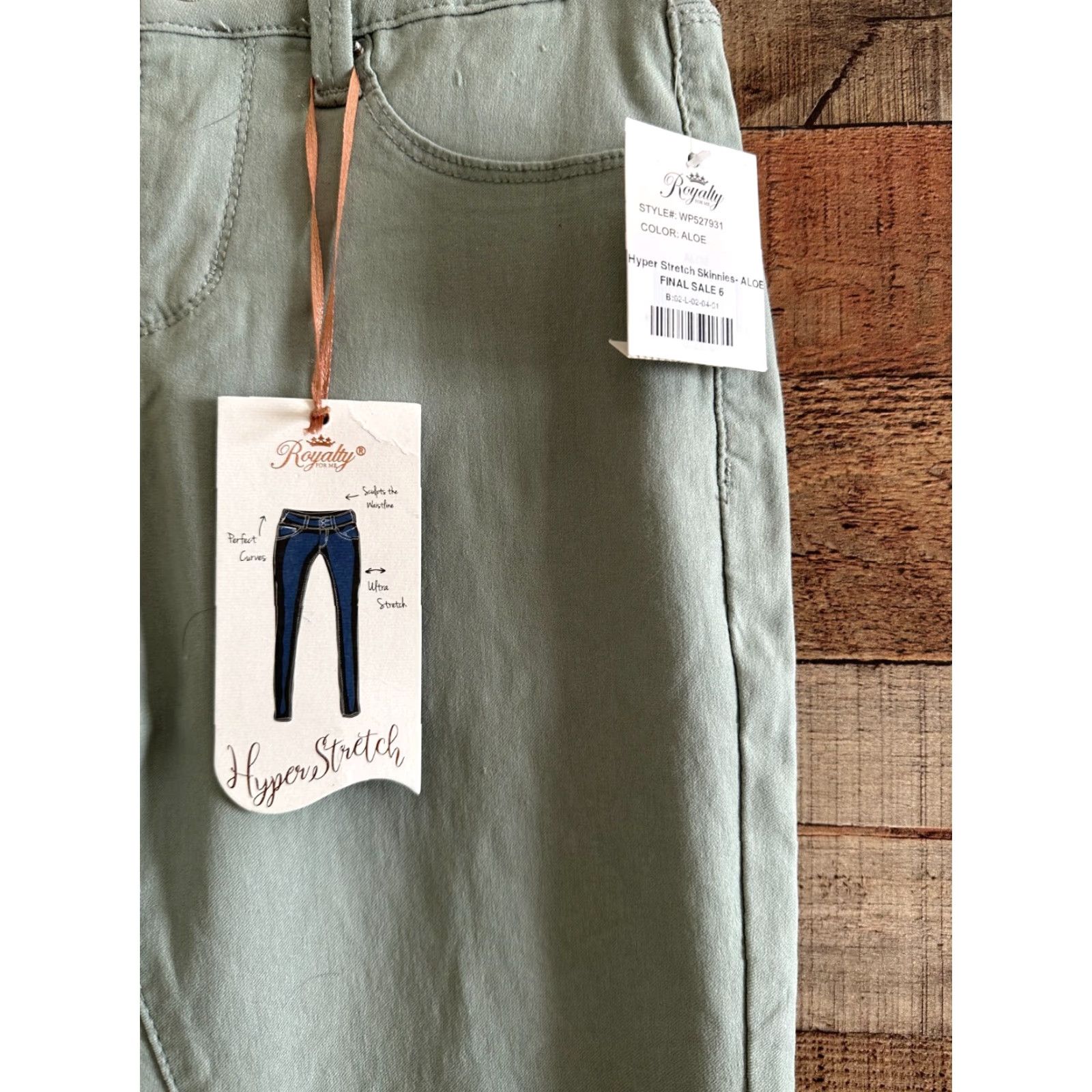 Vintage ROYALTY FOR ME Pants Mid-Rise Skinny Hyper Stretch Size 6 Aloe Green Size 28" / US 6 / IT 42 - 2 Thumbnail