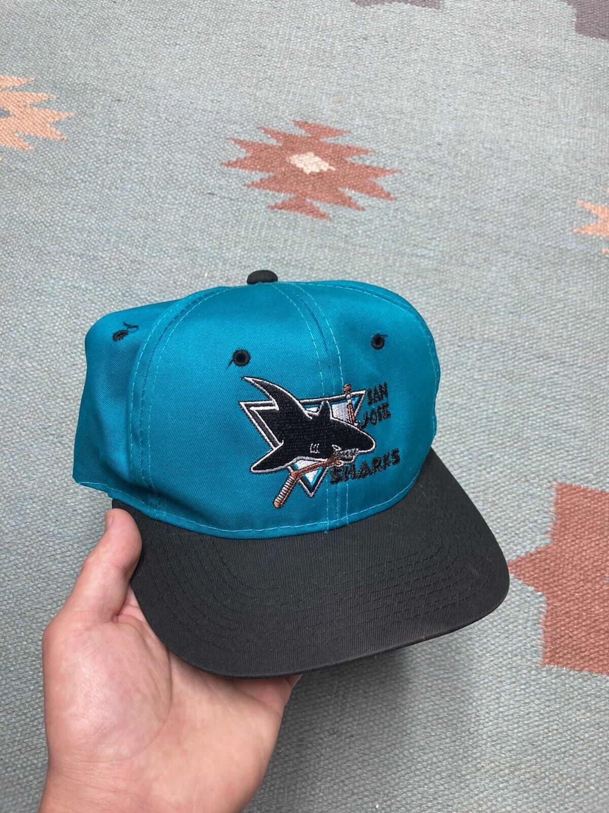 Vintage Vintage San Jose sharks hat plain logo youngan 90s hockey