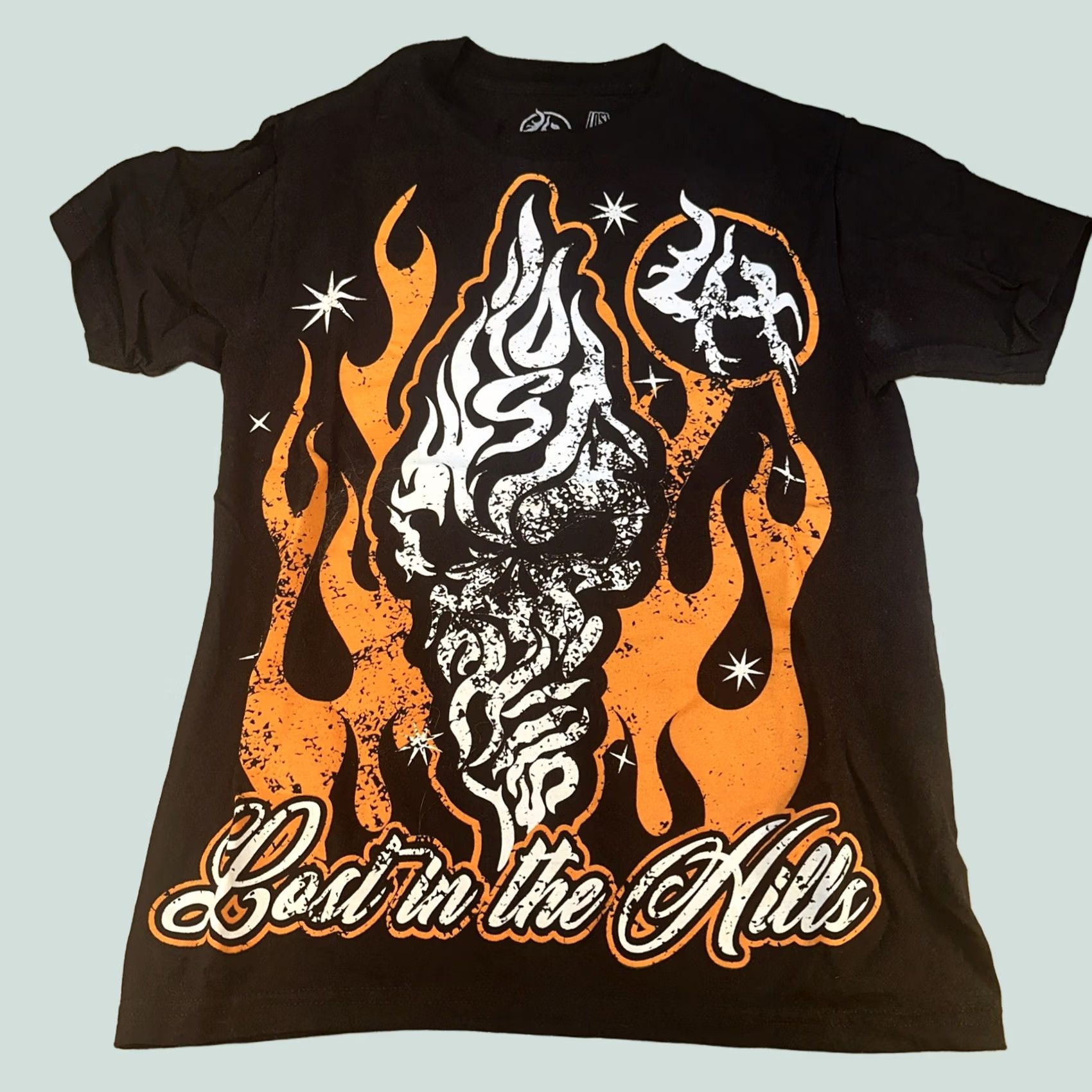 Vintage VINTAGE? (No) - Lost Hills LH006 T-Shirt Flame Designer T-Shirt Black, Orange and White Size S White Men T-Shirt Designer 90s Flame Size US S / EU 44-46 / 1 - 1 Thumbnail
