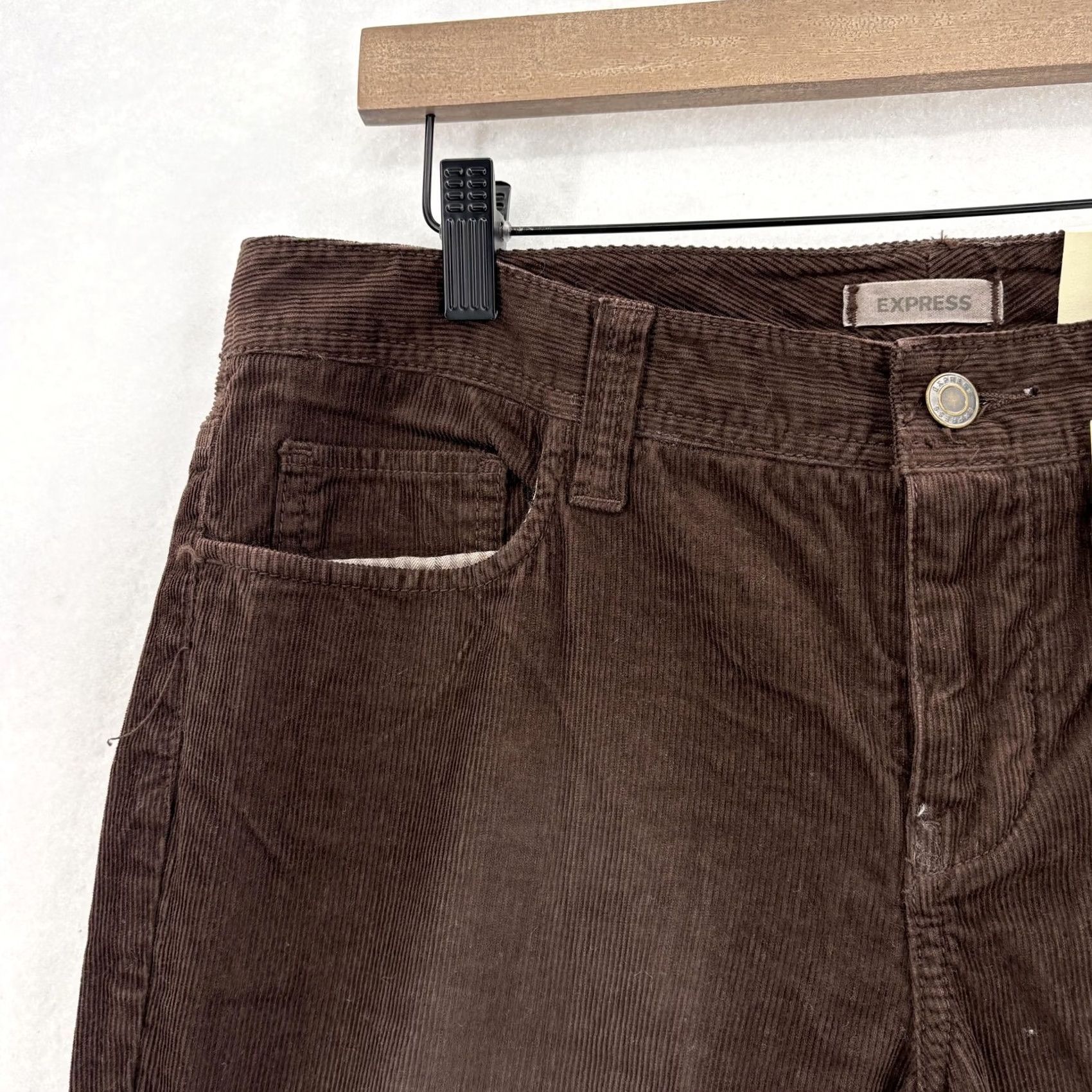 Express VINTAGE Express Sarula Cord Pants Womens 10 Brown Low Rise Flare Corduroy Khakis 90s Womens Size 32" / US 10 / IT 46 - 3 Thumbnail
