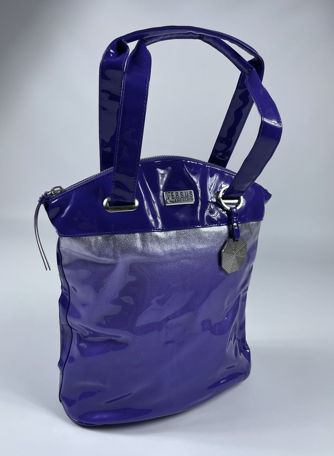 Versus Versace VERSUS Versace Purple and Metallic Silver Zippered Handbag Size ONE SIZE - 1 Thumbnail