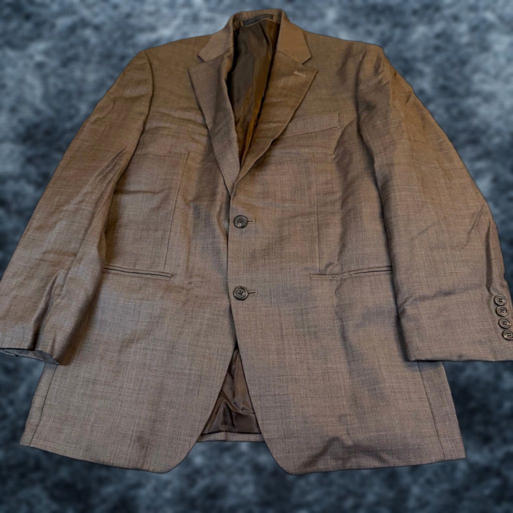 Chaps Chaps Blazer Jacket 40R Wool Brown Two Button Notch Lapel Single-Breasted Business Formal Blazer Mens Size 40R - 1 Thumbnail