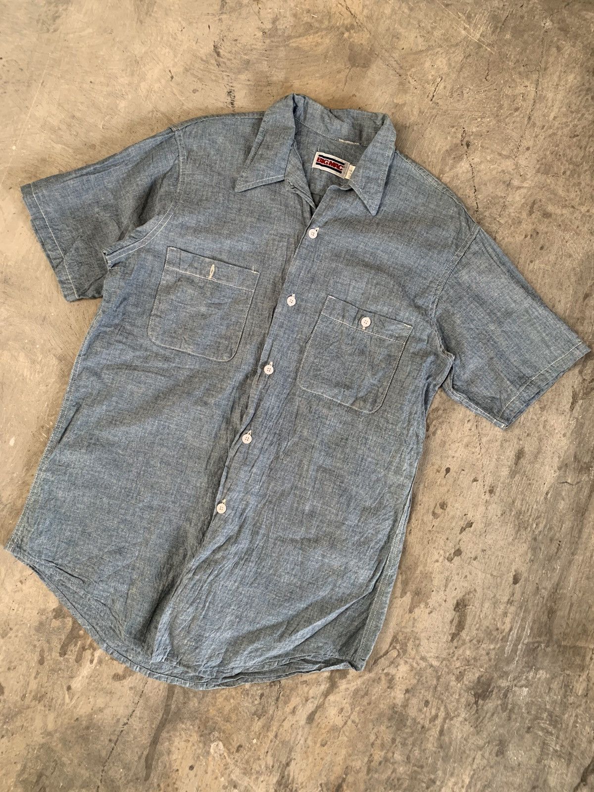 Big Mac Bicmac 80s vintage chambray shirt double pocket Size US L / EU 52-54 / 3 - 2 Thumbnail