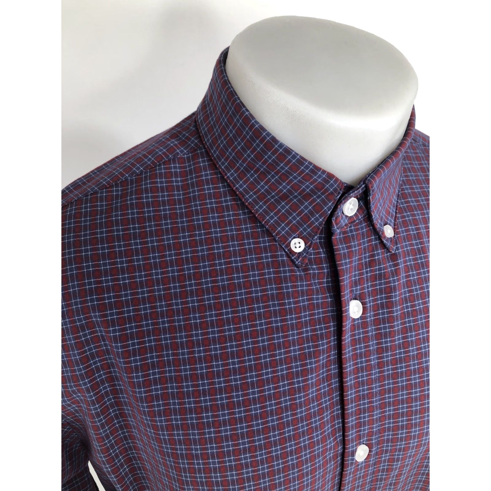 Mizzen+Main MIZZEN+MAIN LEEWARD Mens XL Plaid Shirt - Button-Up, Long Sleeve, Regular, Blue/Red/White - Trim Fit, Excellent Size US XL / EU 56 / 4 - 3 Thumbnail
