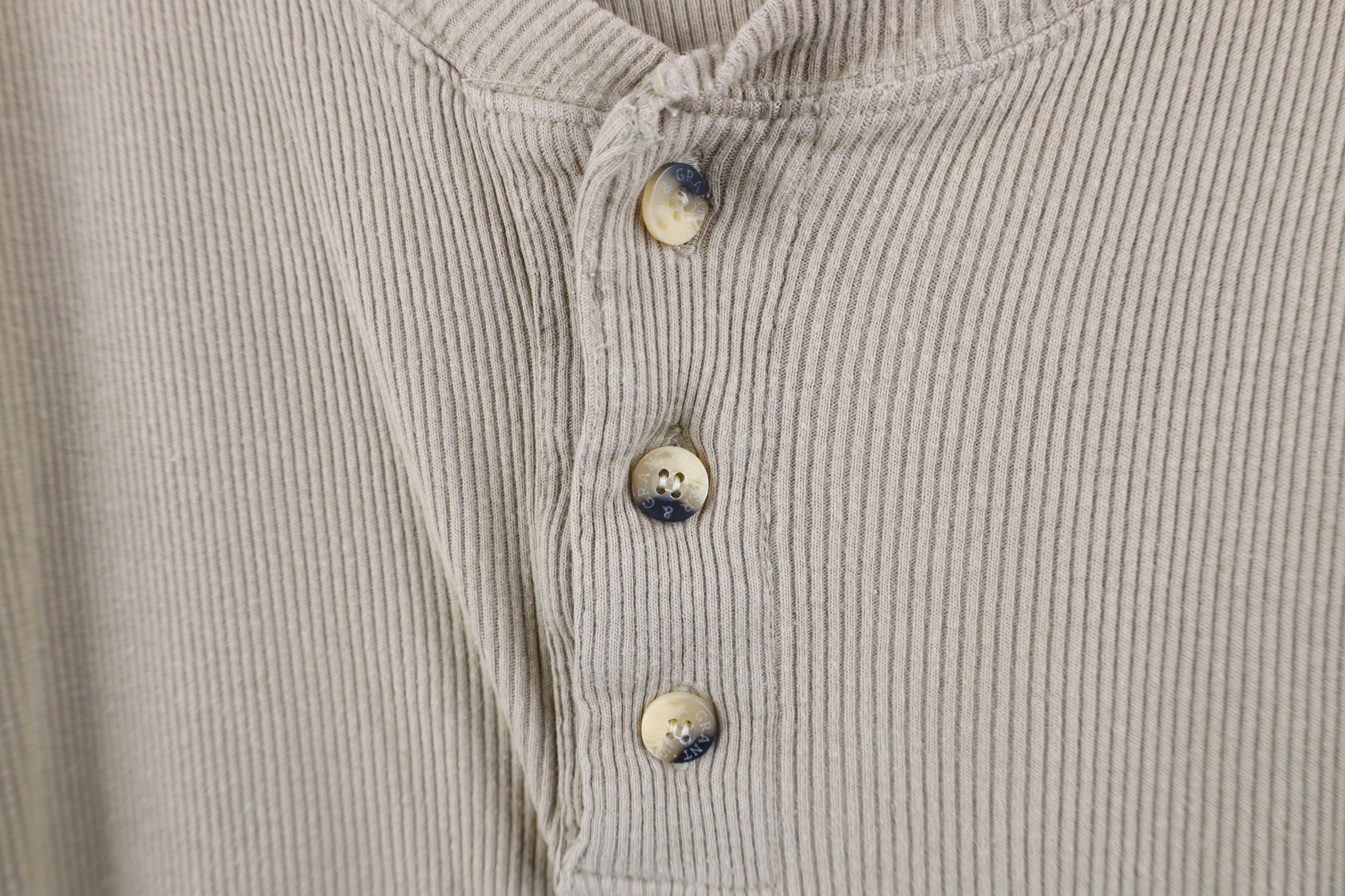 Vintage Vintage 90s Streetwear Ribbed Knit Henley T-Shirt Beige Size US XL / EU 56 / 4 - 4 Thumbnail
