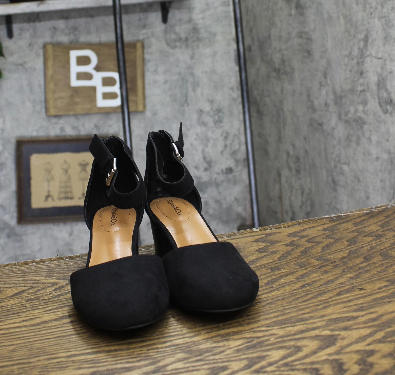 Style & Co Style & Co Stacked Heel Dress Pumps Black Microsuede 8.5m Size US 8.5 / IT 38.5 - 3 Thumbnail