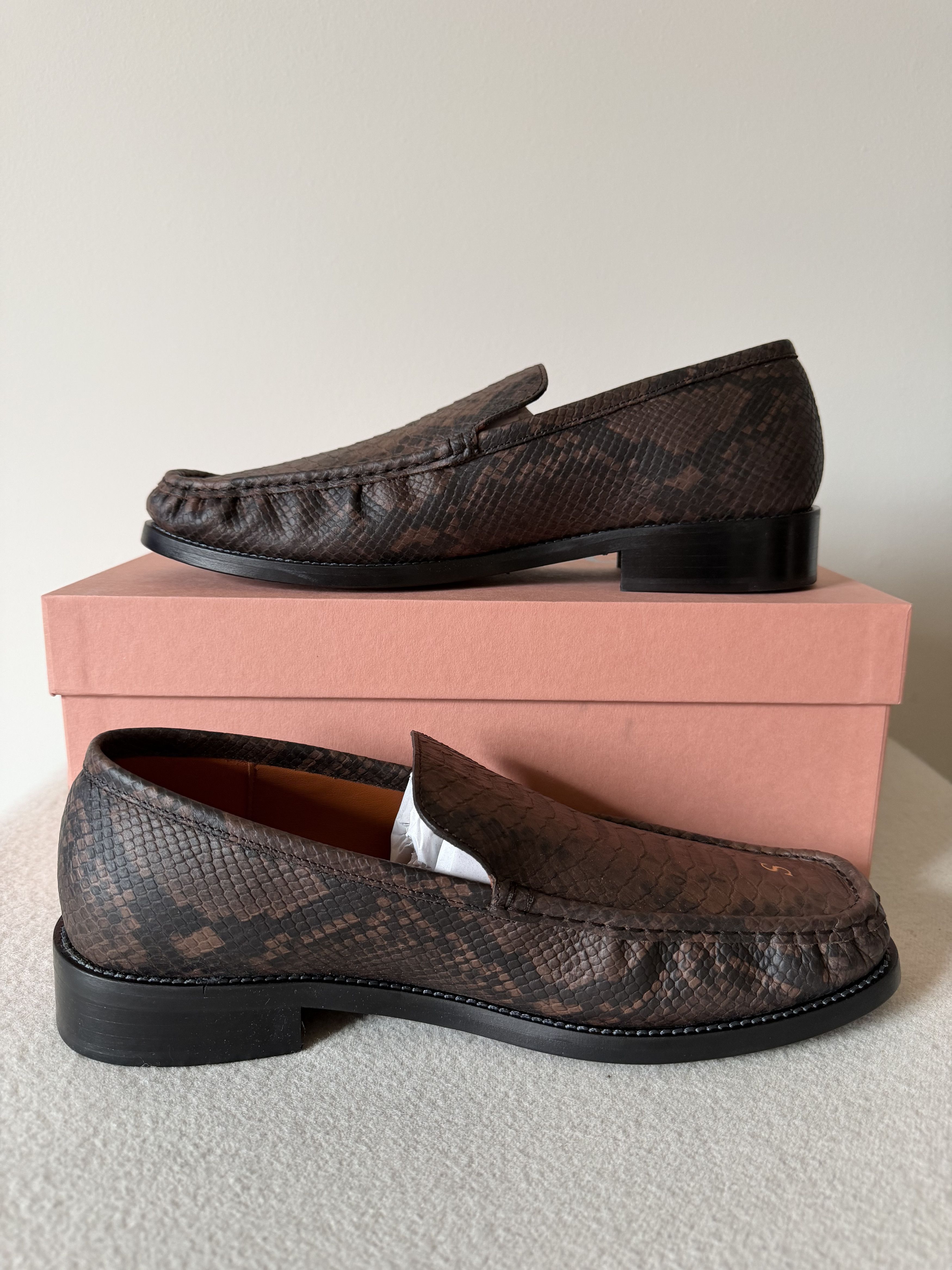 Acne Studios Acne Studios Light Hiss Embossed Snakeskin Loafers Size US 12 / EU 45 - 3 Thumbnail