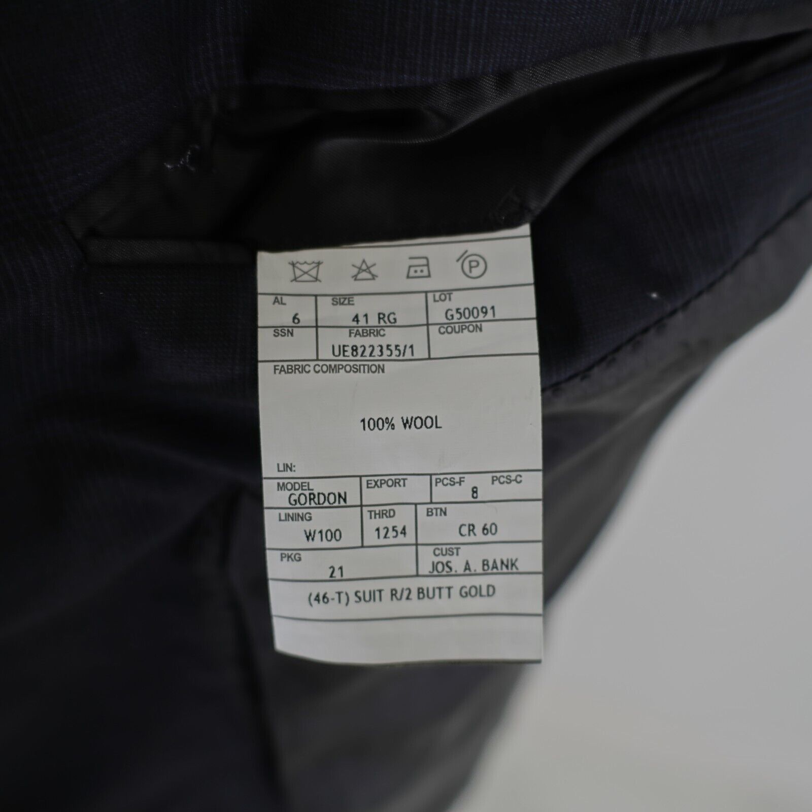 Jos. A. Bank Jos A Bank Signature Gold Wool Blue Glen Plaid 40R Suit Jack Size 40R - 9 Thumbnail