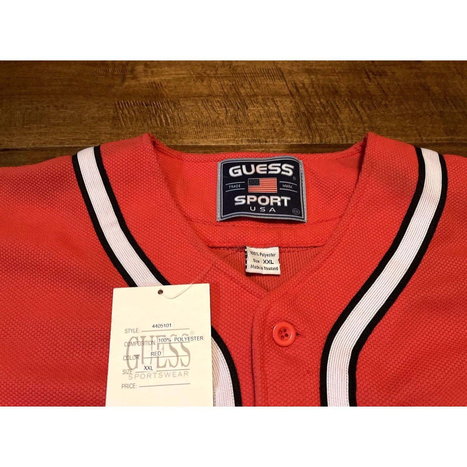Guess VINTAGE GUESS Sport USA Red White Baseball Jersey Men's 2XL XXL Size US XXL / EU 58 / 5 - 3 Thumbnail