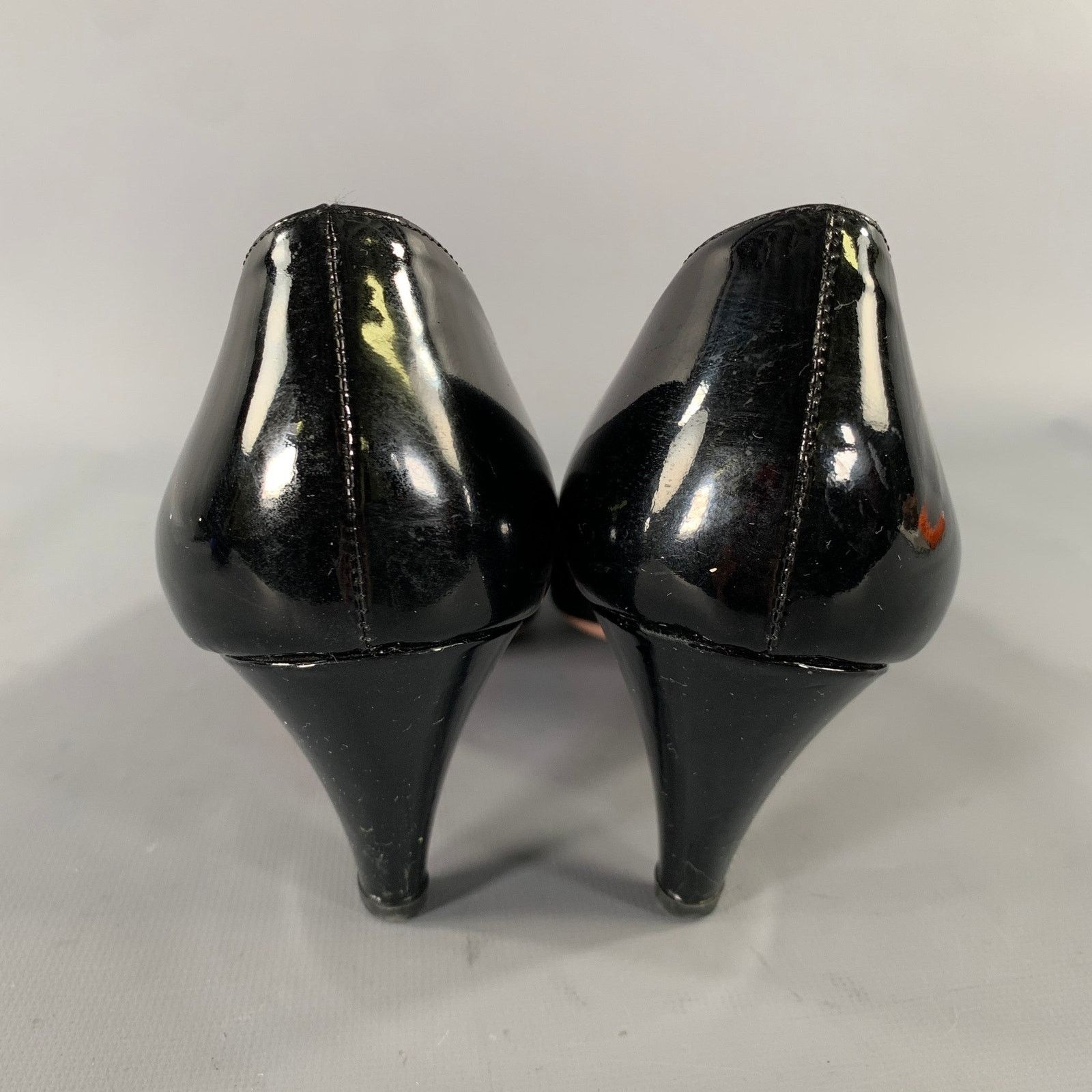 Prada PRADA Size 8 Black Patent Leather Pointed Toe Pumps Size US 8 / IT 38 - 3 Thumbnail